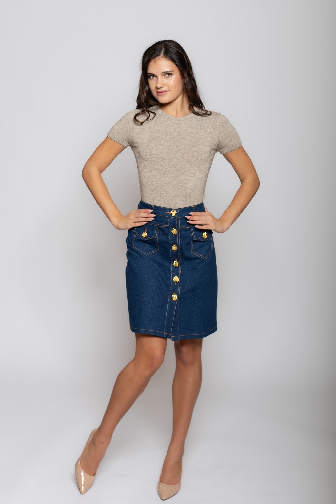 Rose Bud Denim Skirt