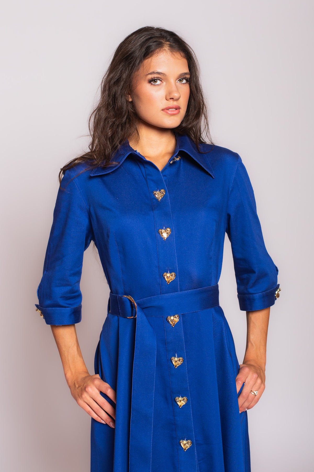 Blue Golden Hearts Denim Dress