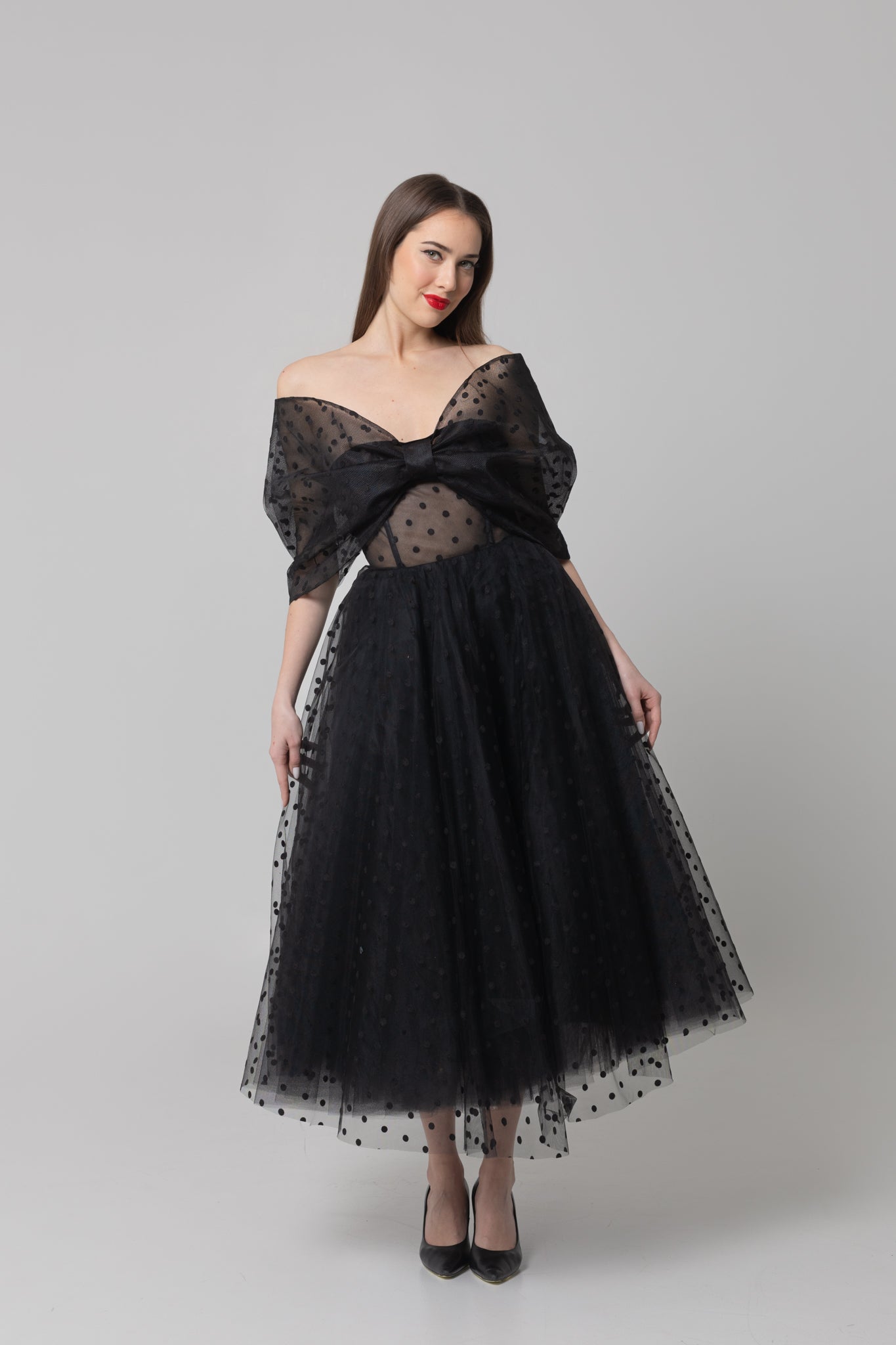 Dotted Bowtie Tulle Dress