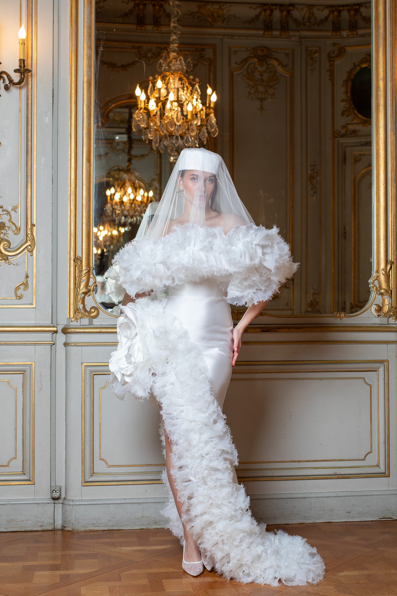 White Frilled Walking Flower Gown