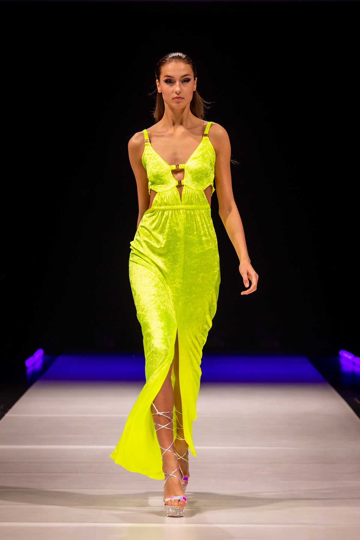 Yellow Fluo Velvet Dress