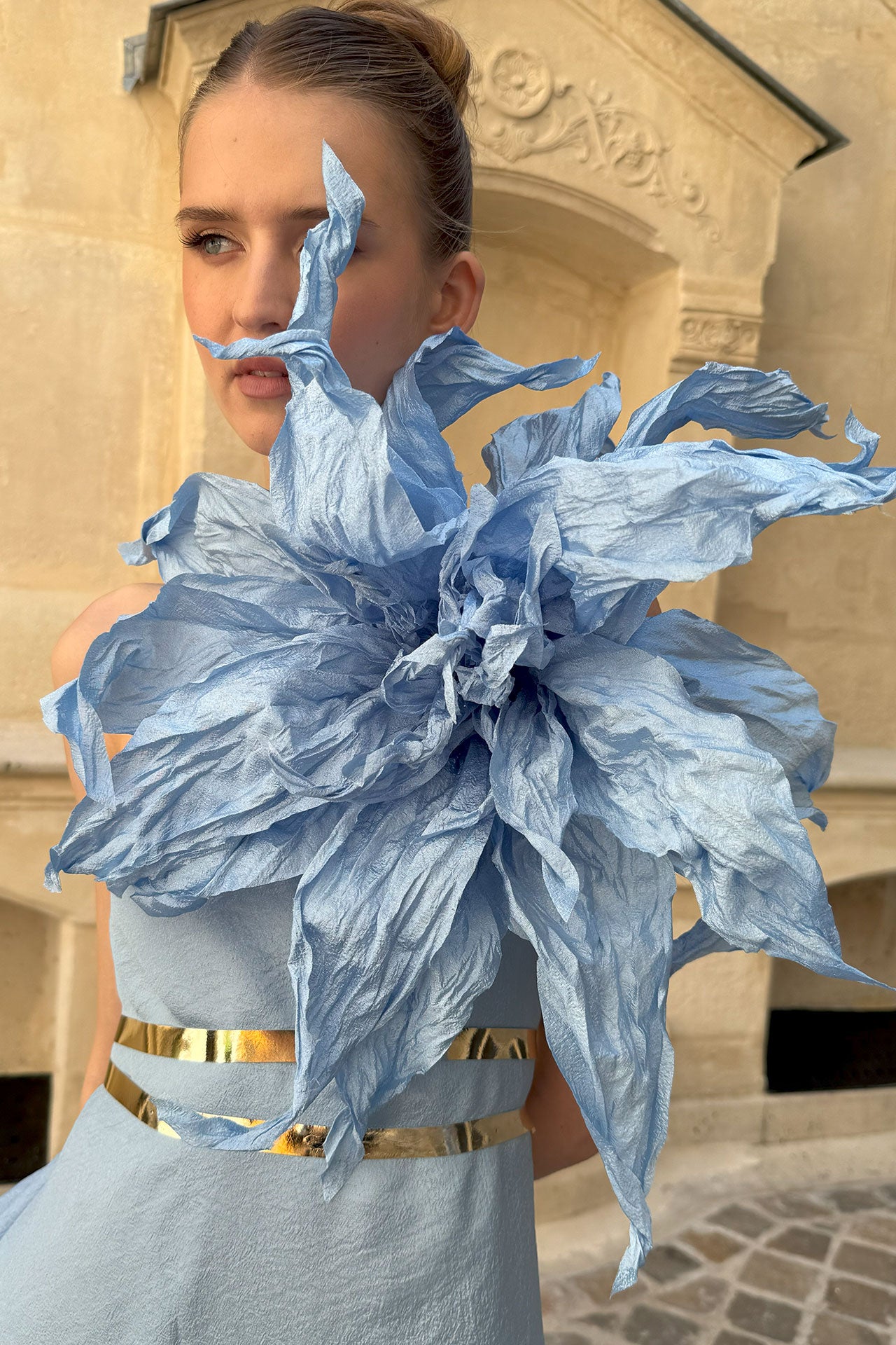 Blue Spiky Walking Flower Dress