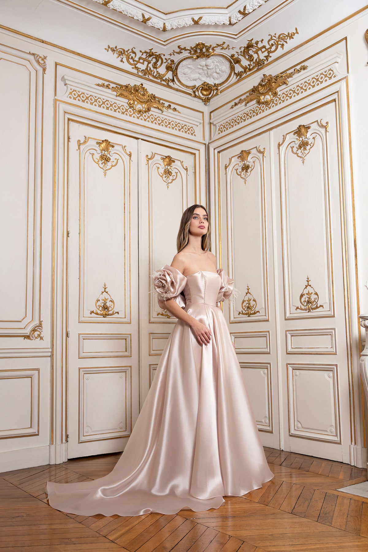 Walking Champagne Flower Gown