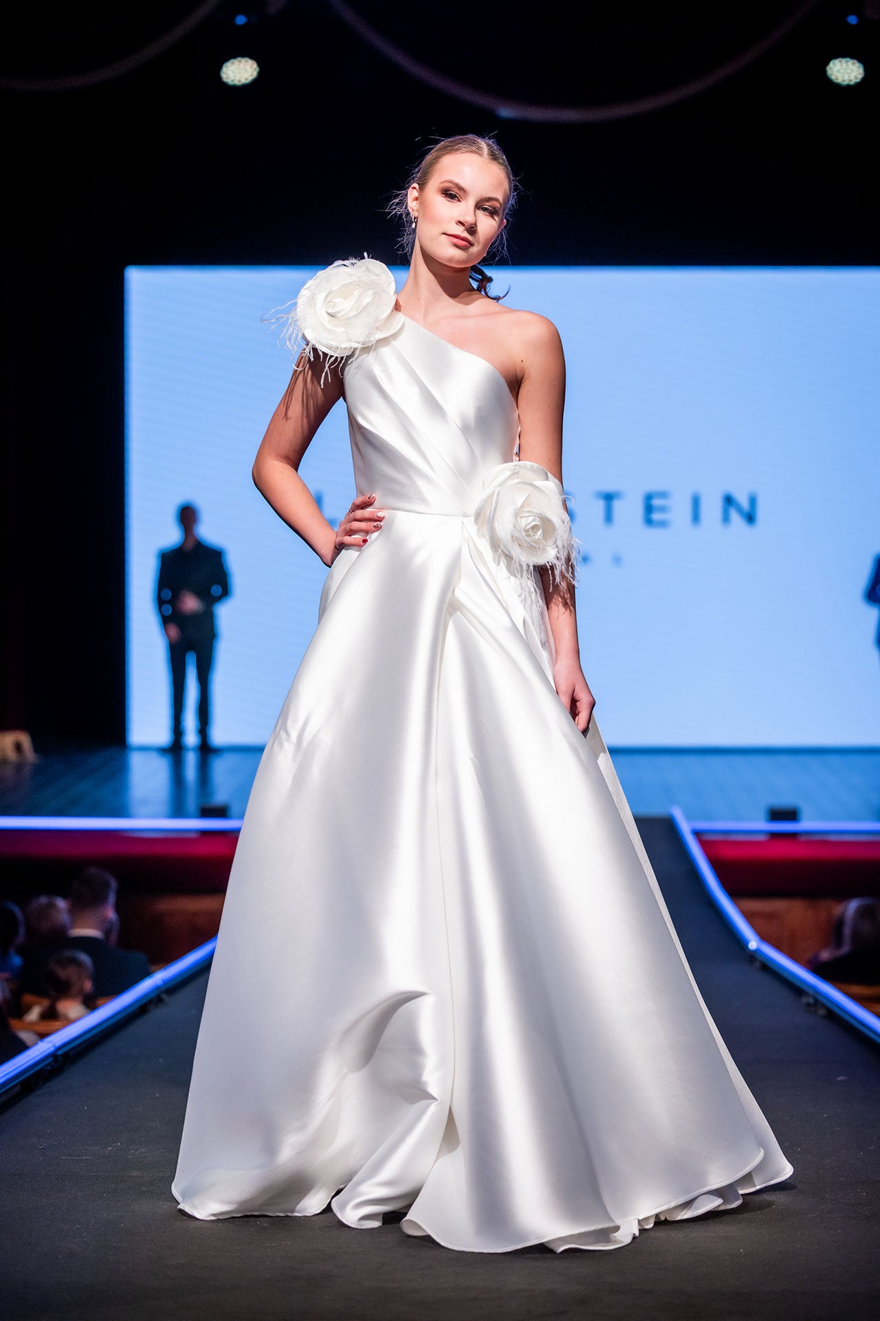 White Walking Flower Asymmetry Gown