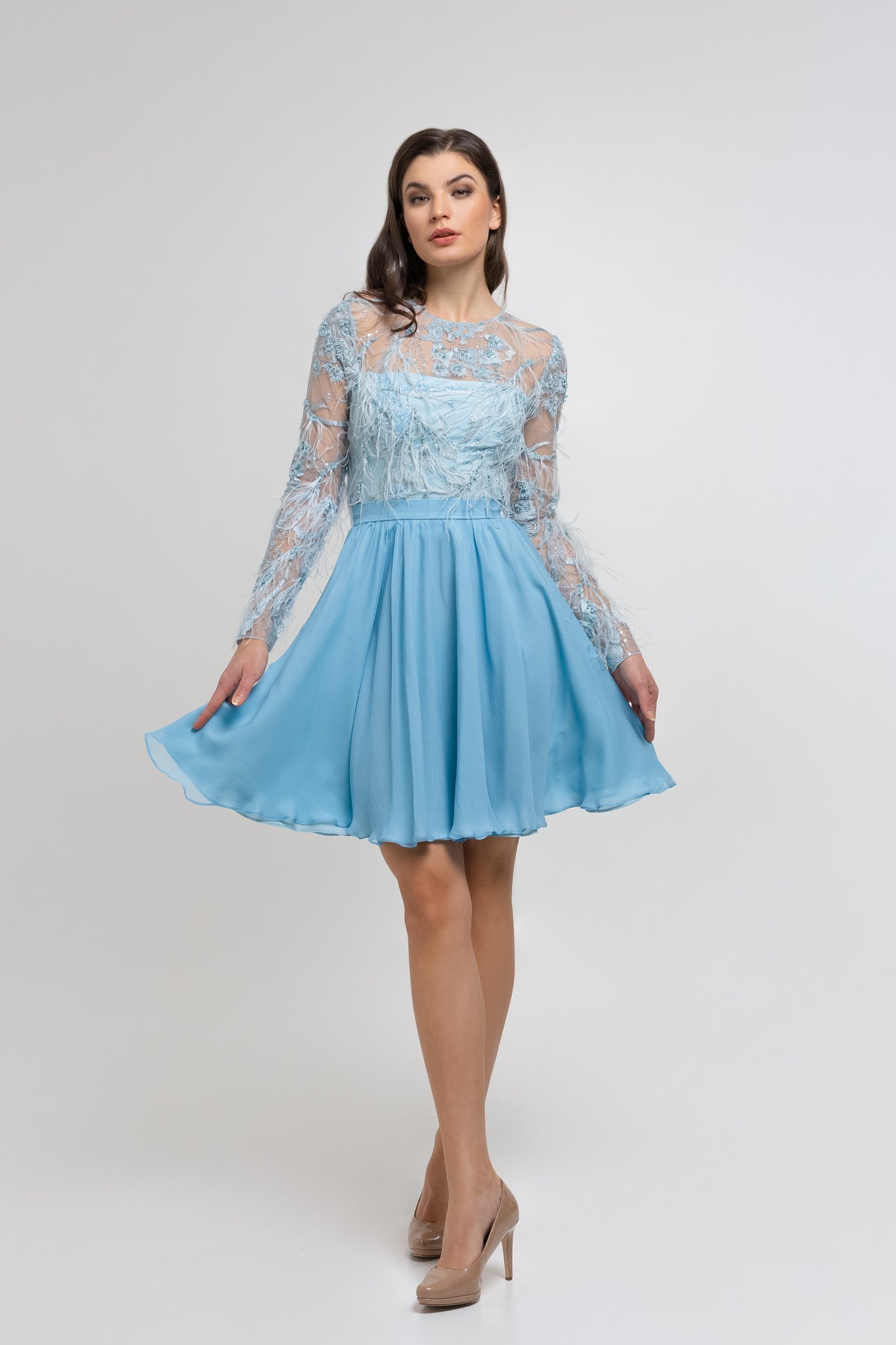 Short Blue Silk Skirt
