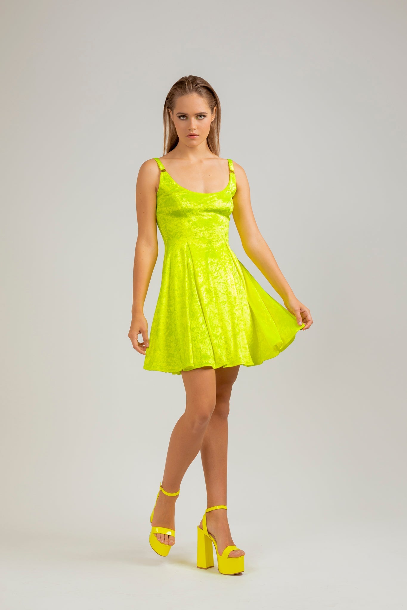 Yellow Fluo Velvet Dress