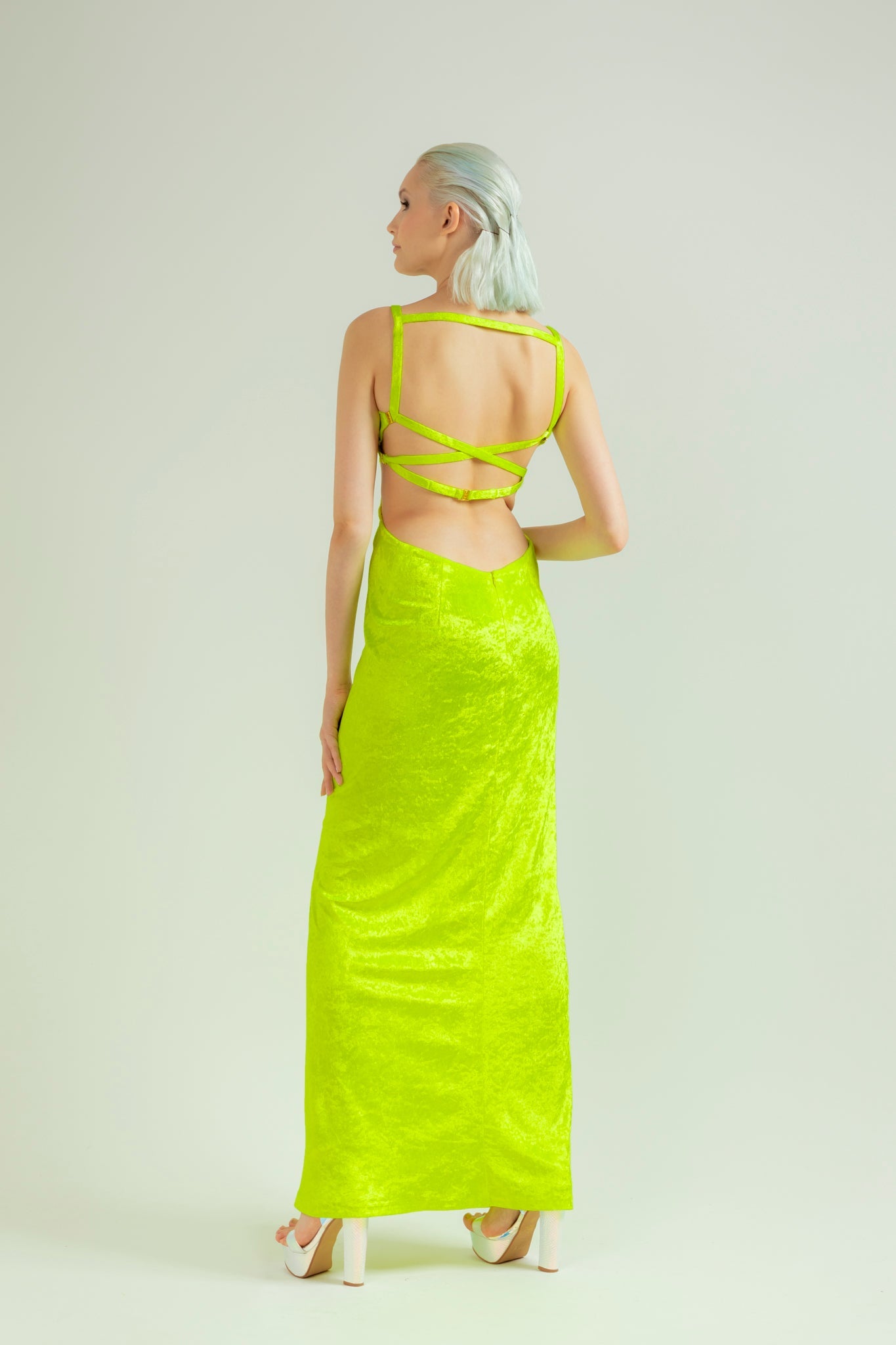 Yellow Fluo Velvet Dress