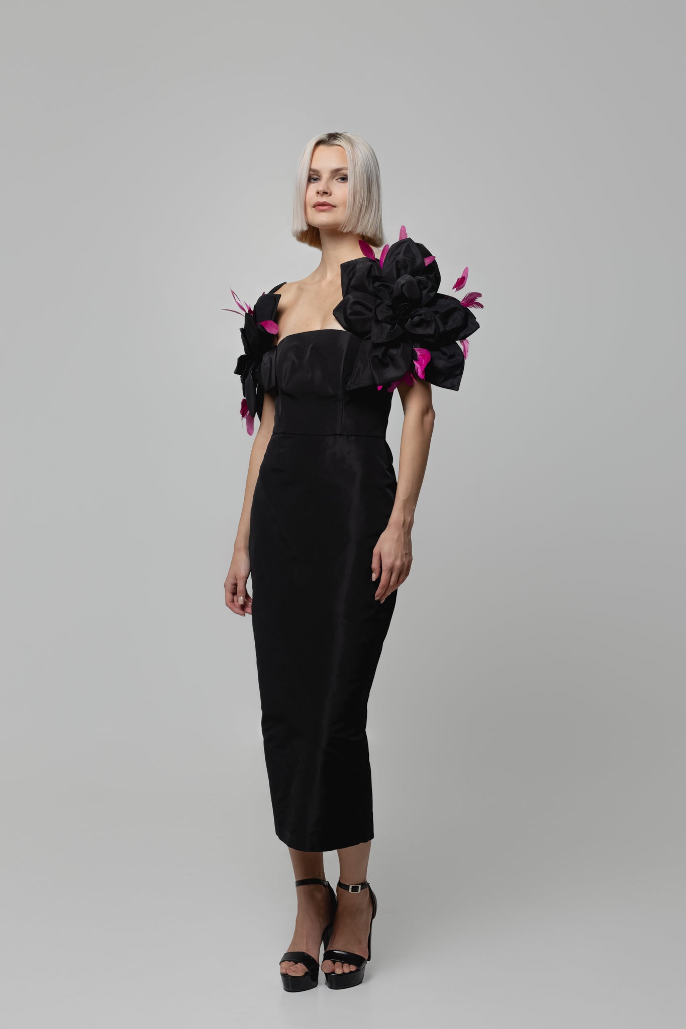 Black Walking Flower Gown
