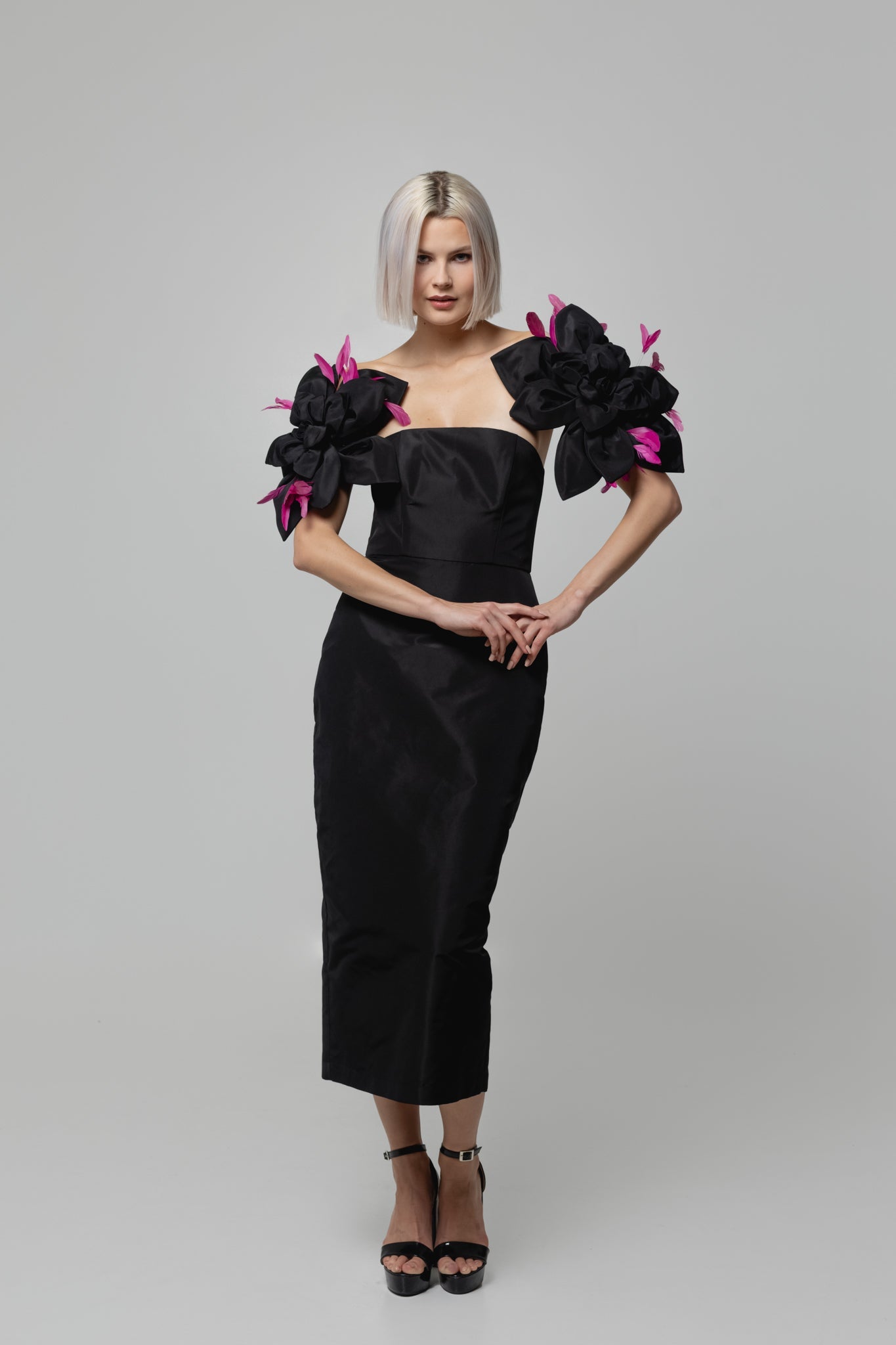 Black Walking Flower Gown