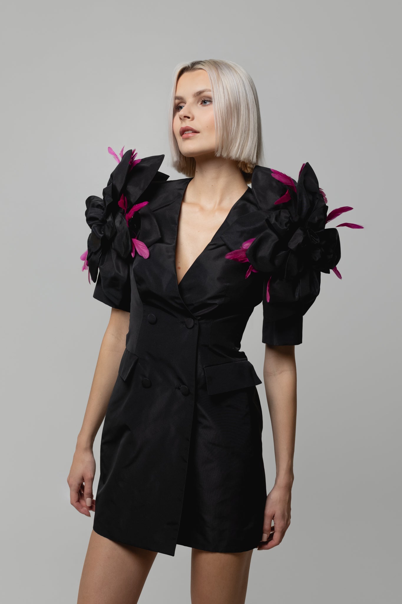 Black Walking Flower Jacket-Dress