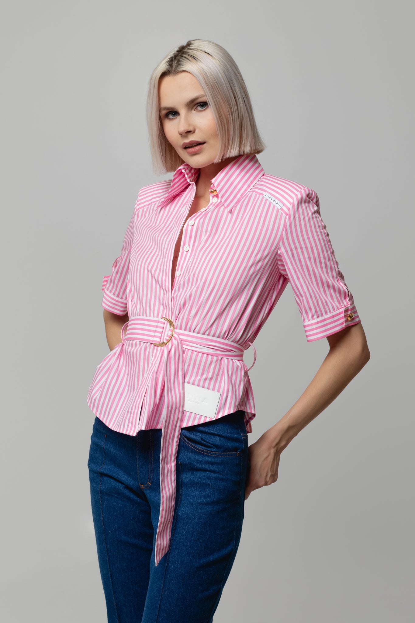 Pink Striped Cotton Blouse