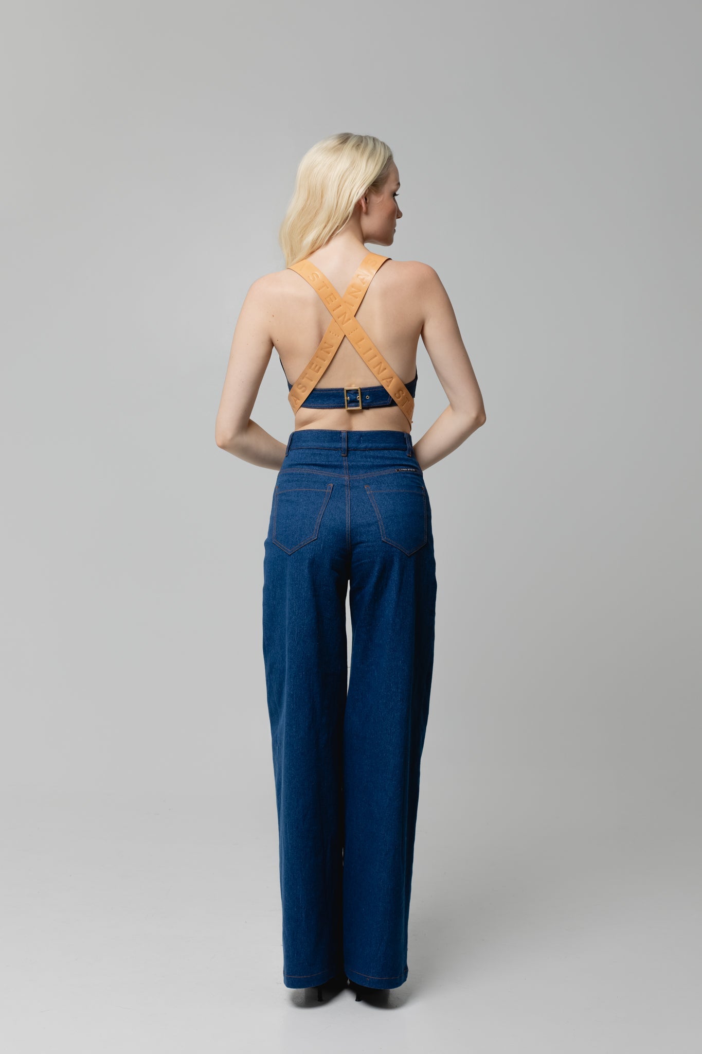 Leather Strap Denim Top