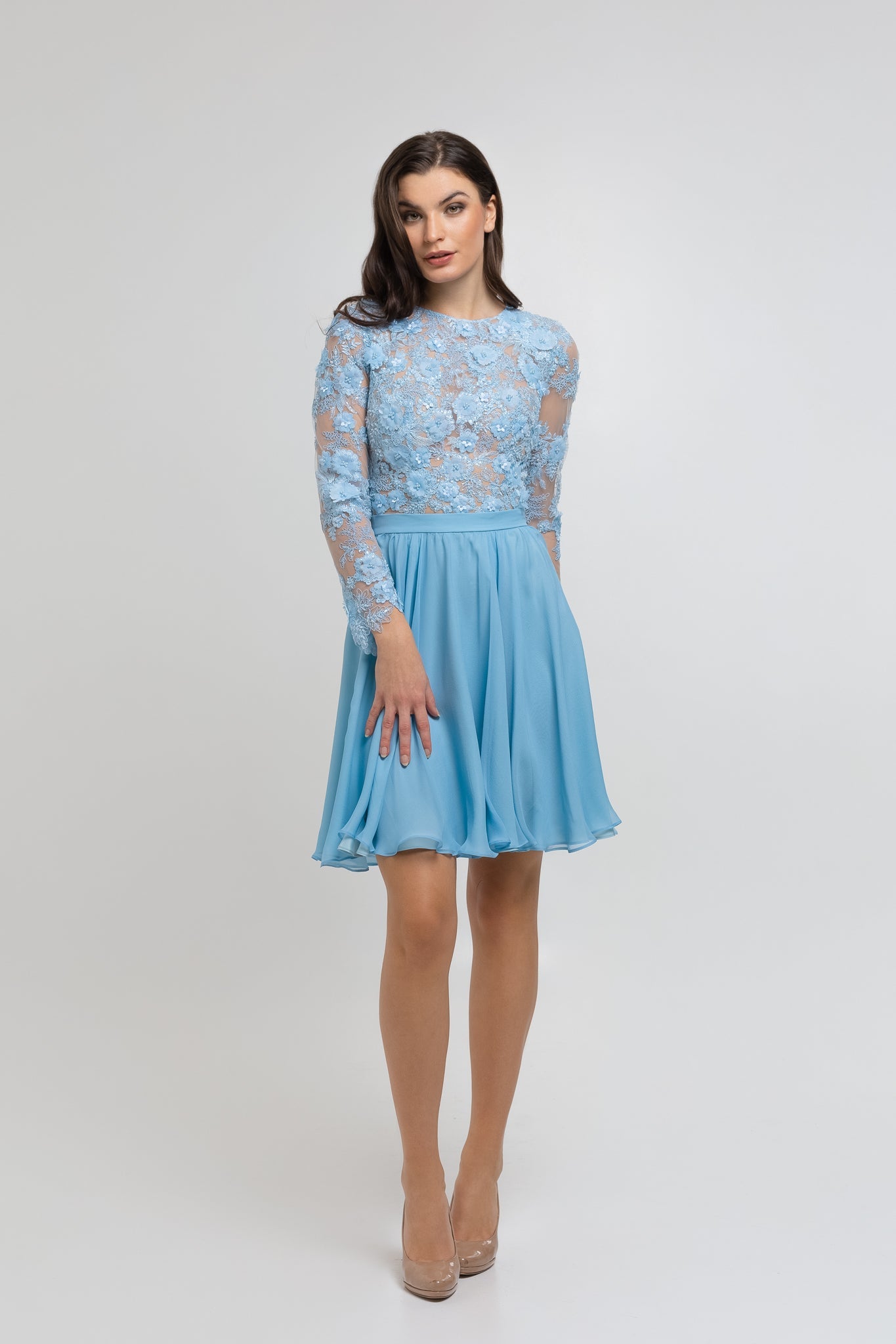 Short Blue Silk Skirt