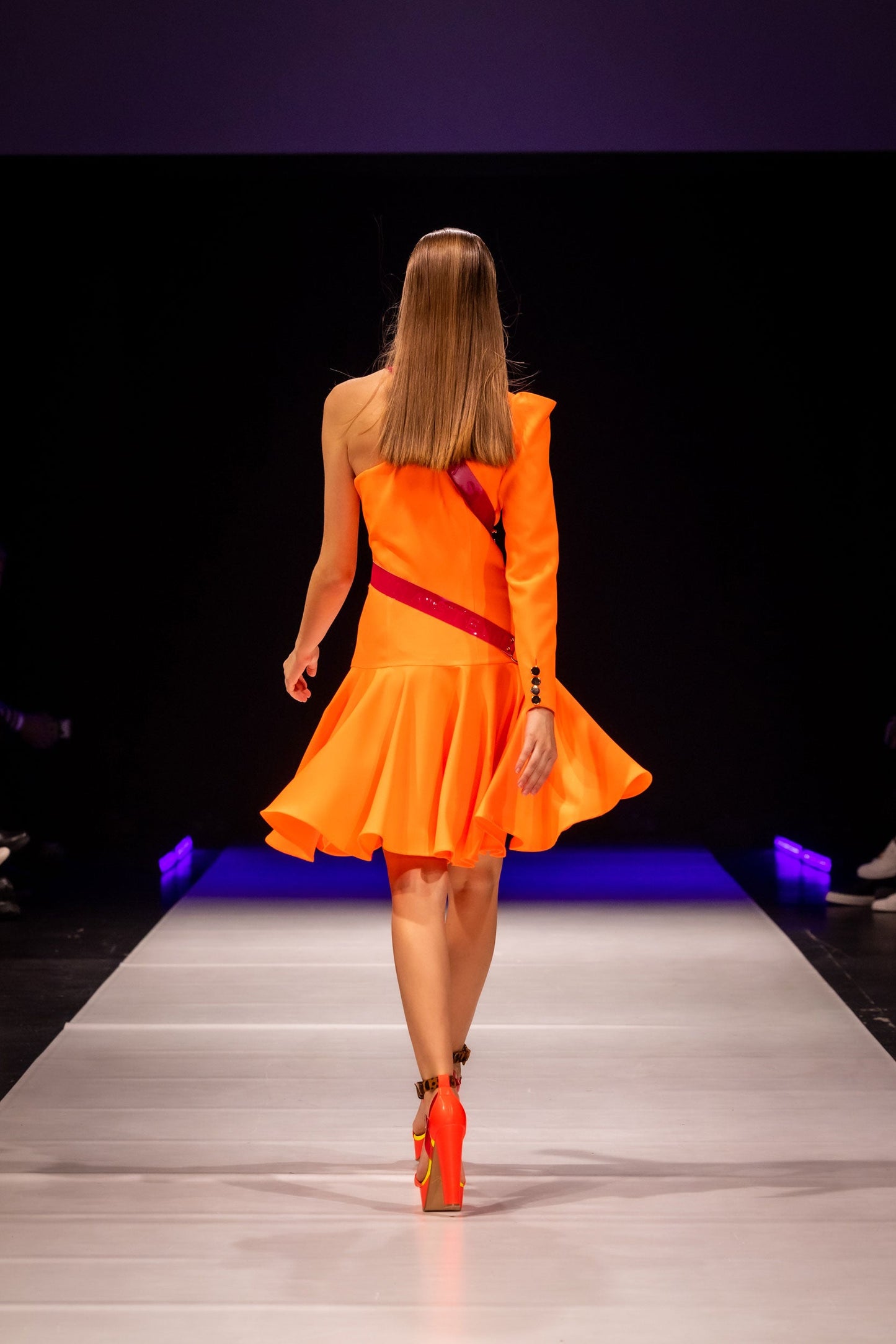 Orange Fluo Asymmetry Dress