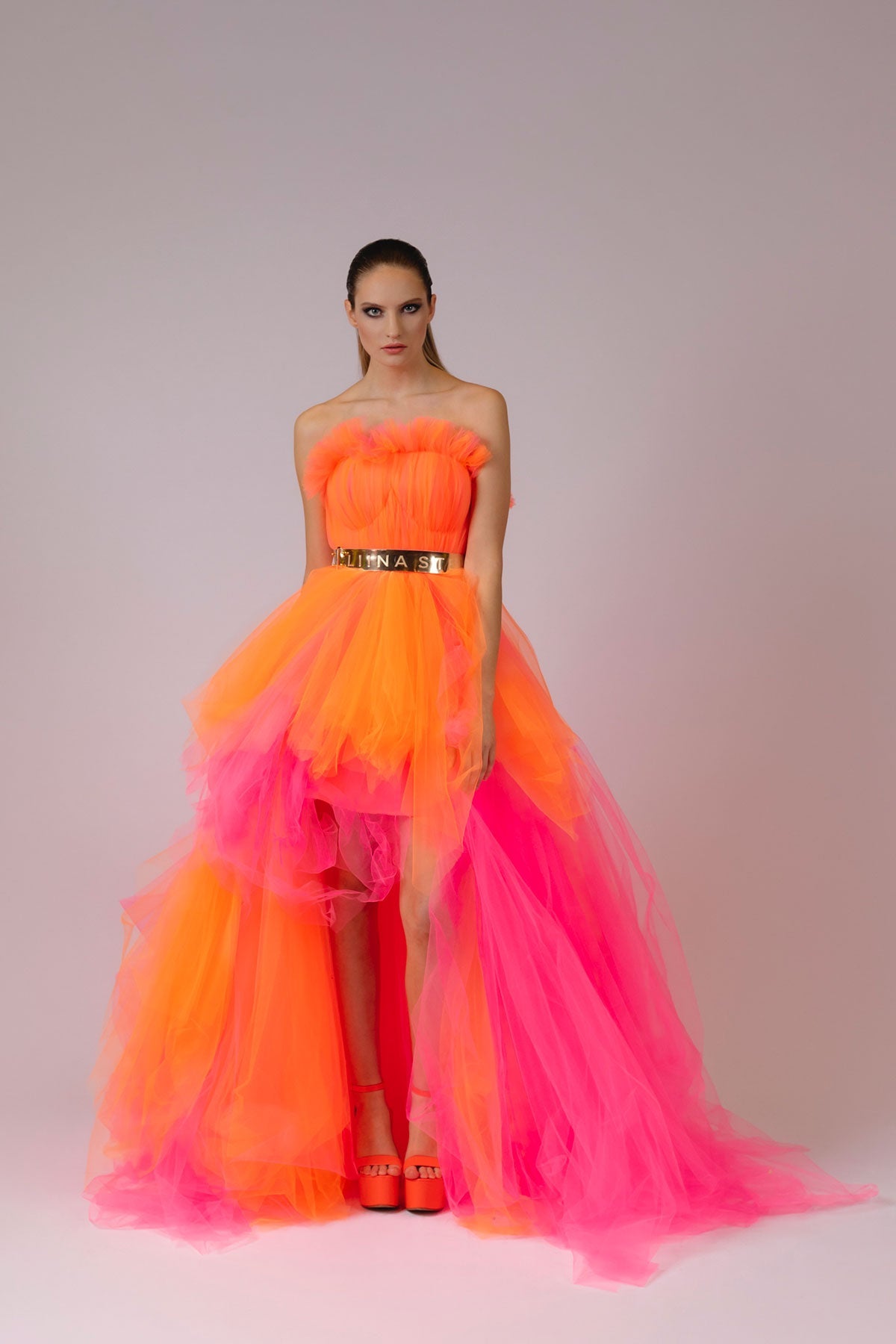 Orange-Pink Fluo Cinderella Dress