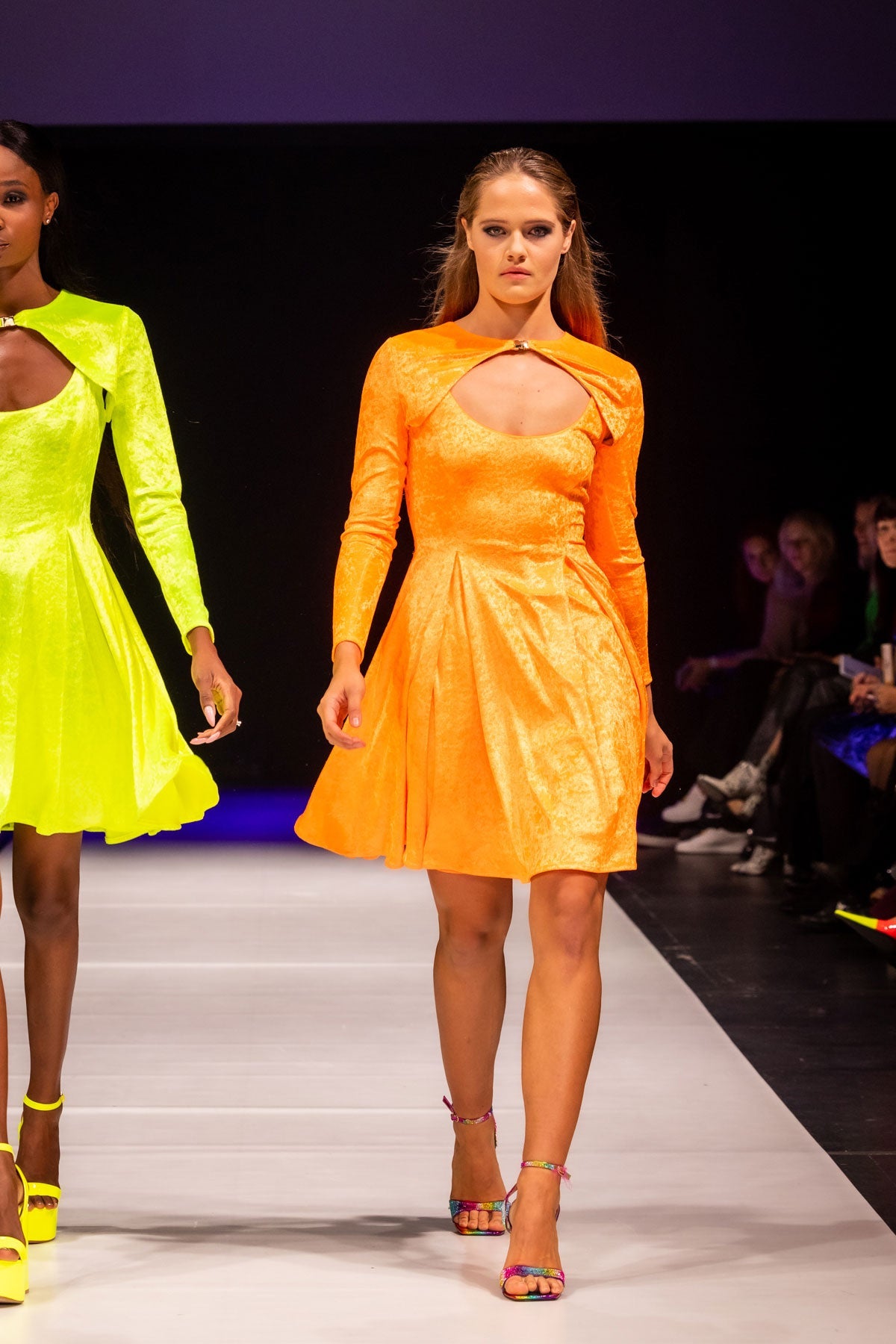Orange Fluo Velvet Sleeve Top