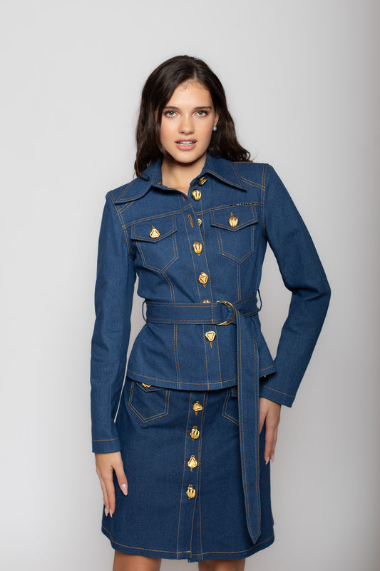 Rose Bud Denim Skirt