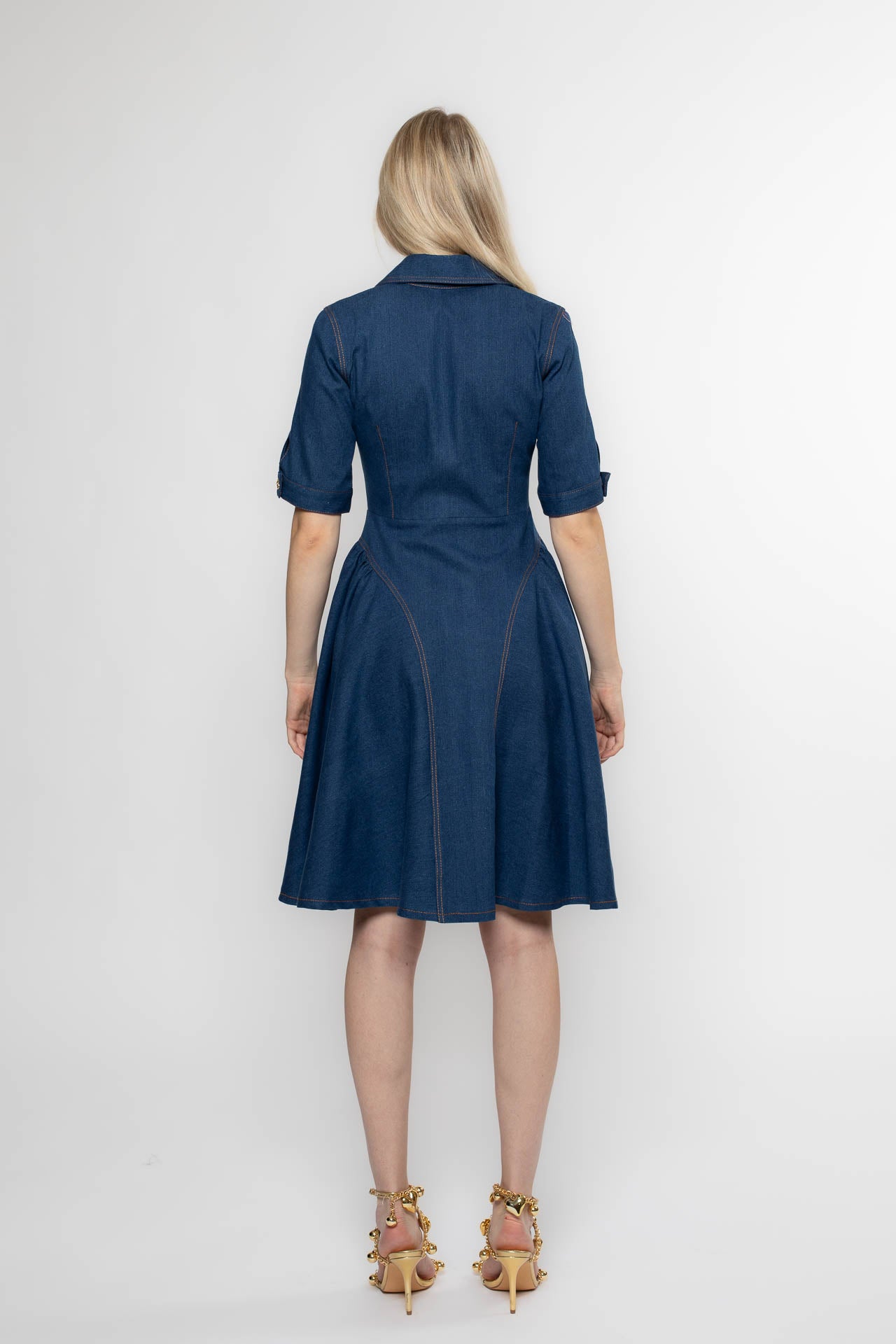 Blue Golden Heart Denim Dress