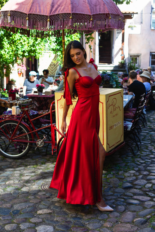Ruby Red Silk Dress