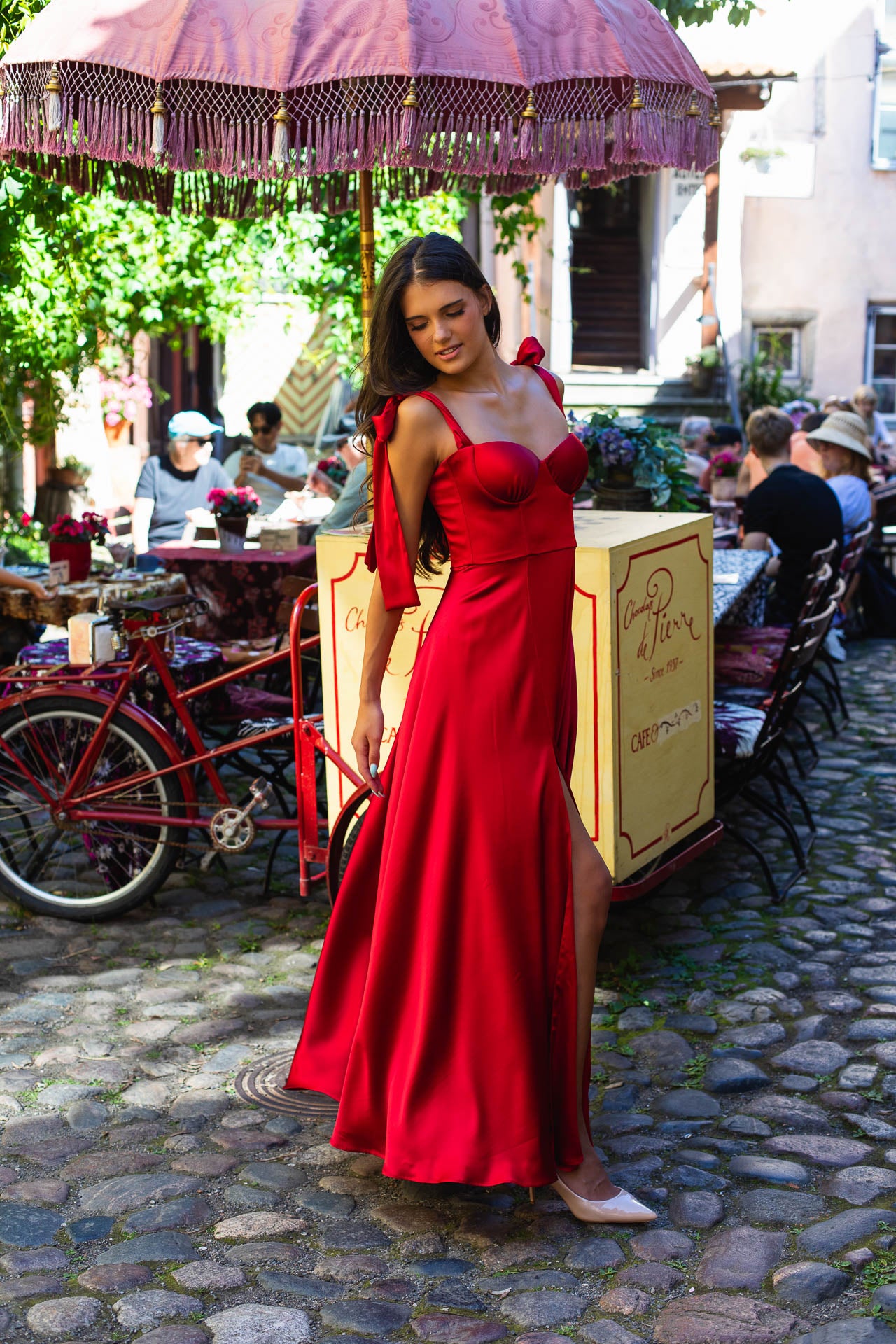 Ruby Red Silk Dress