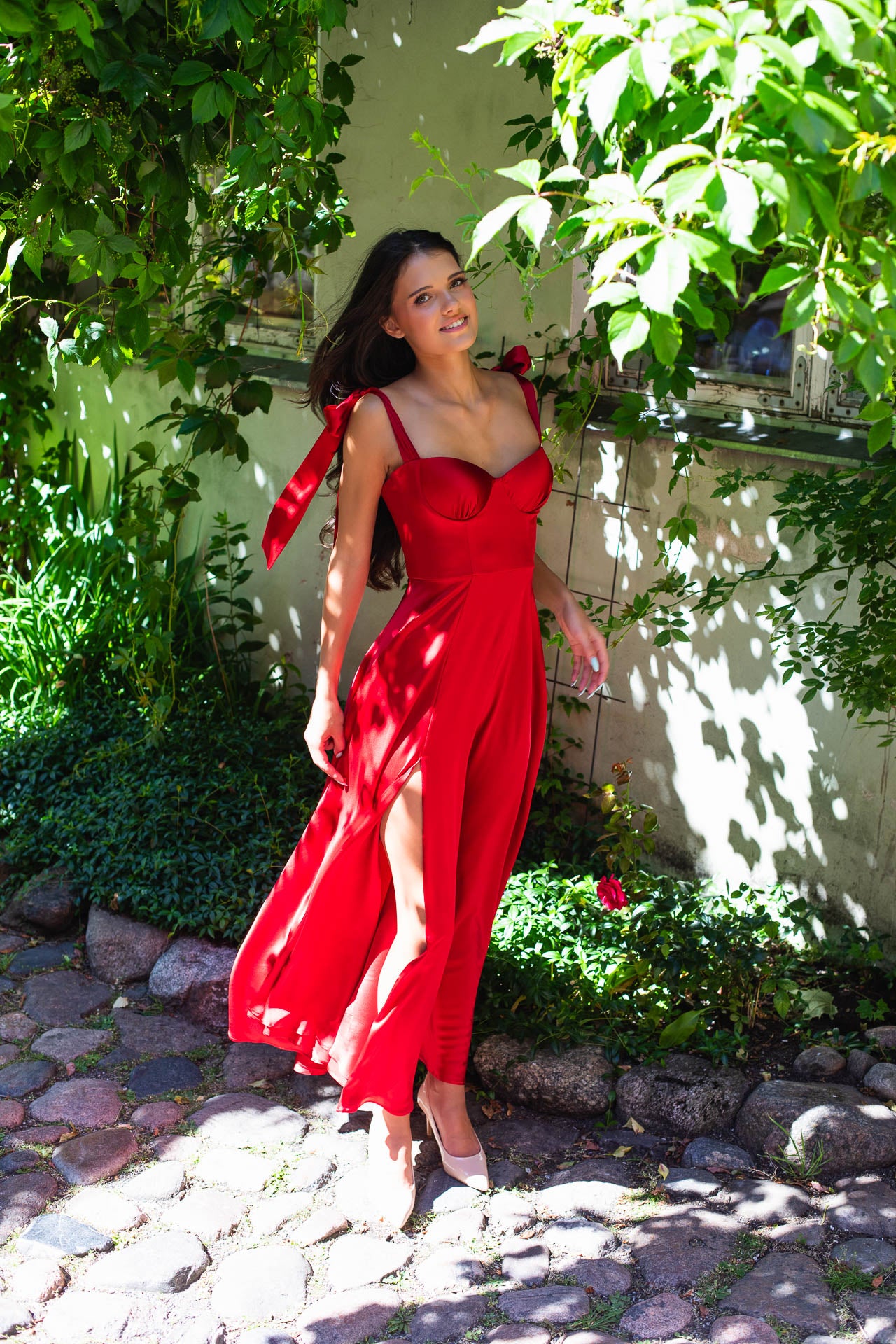 Ruby Red Silk Dress