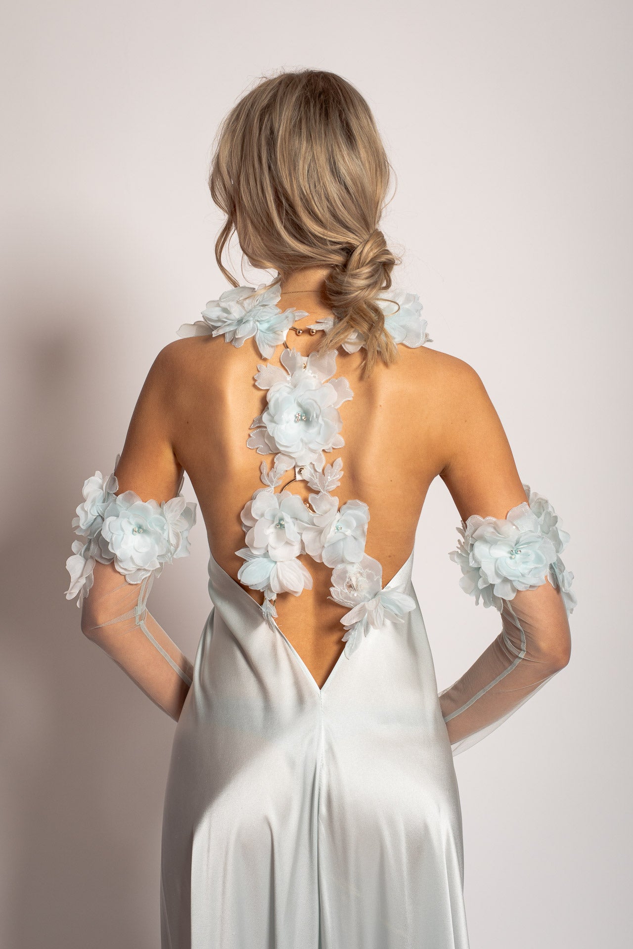 Blue Mellow Flower Blossom Gown