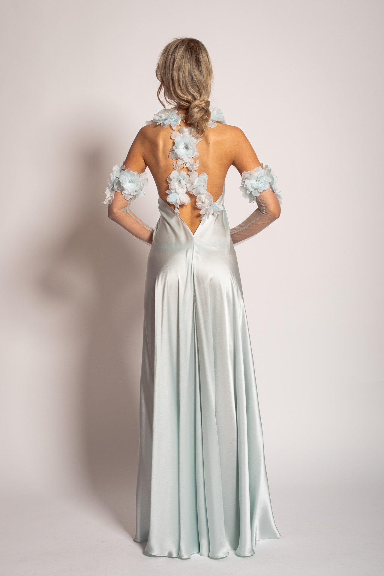 Blue Mellow Flower Blossom Gown