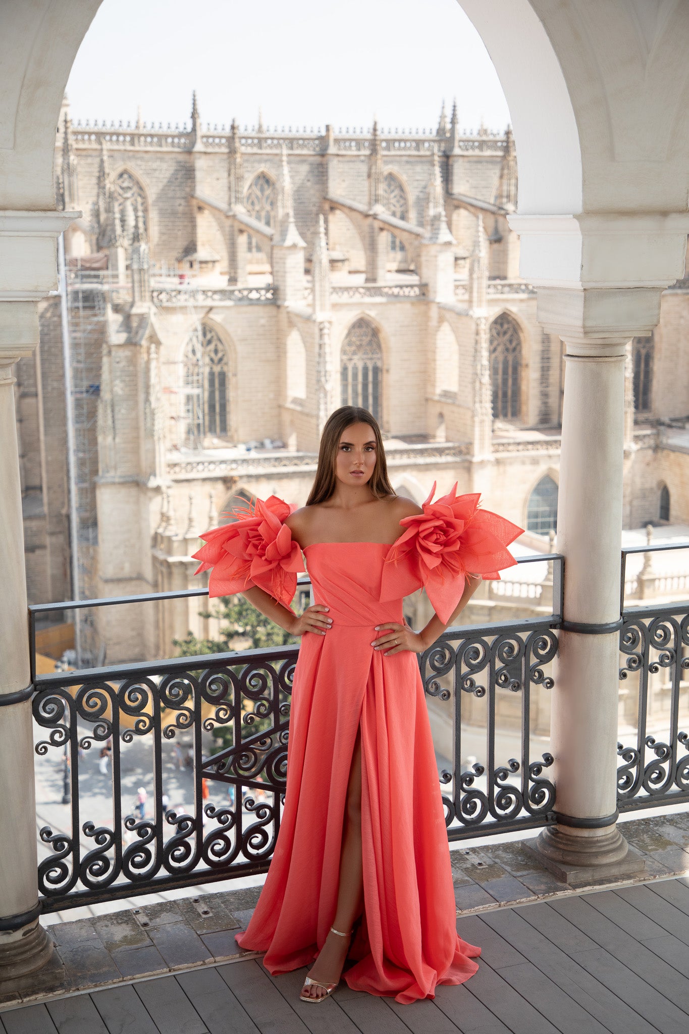 Walking Coral Flower Gown