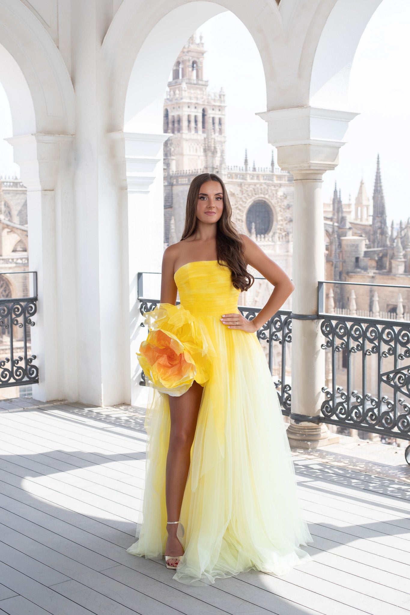 Yellow Walking Flower Gown