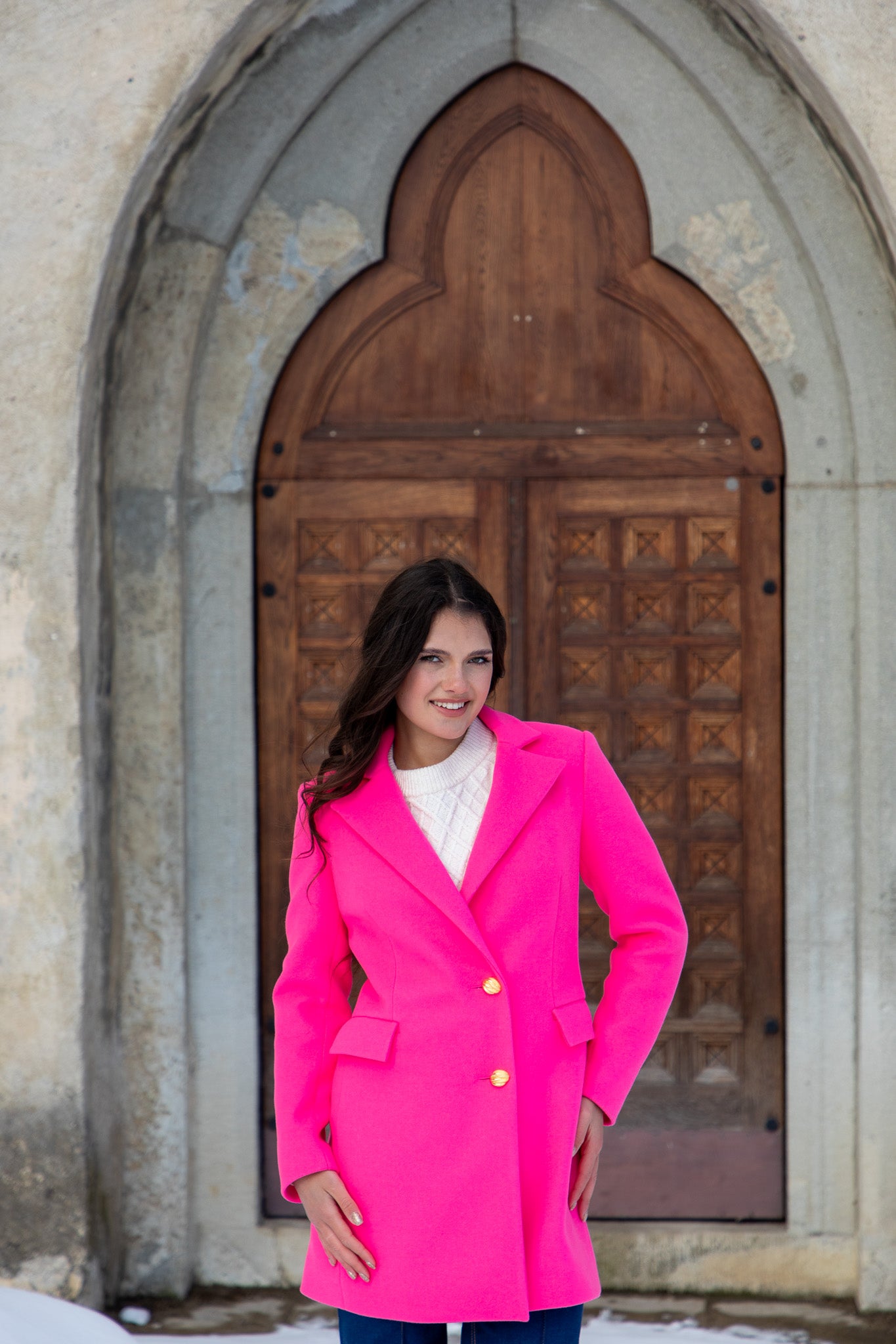 Pink Wool Jacket Coat