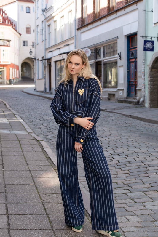 Striped Denim Jeans