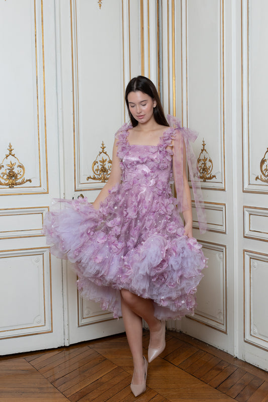 Fluffy Purple Blossom Dress