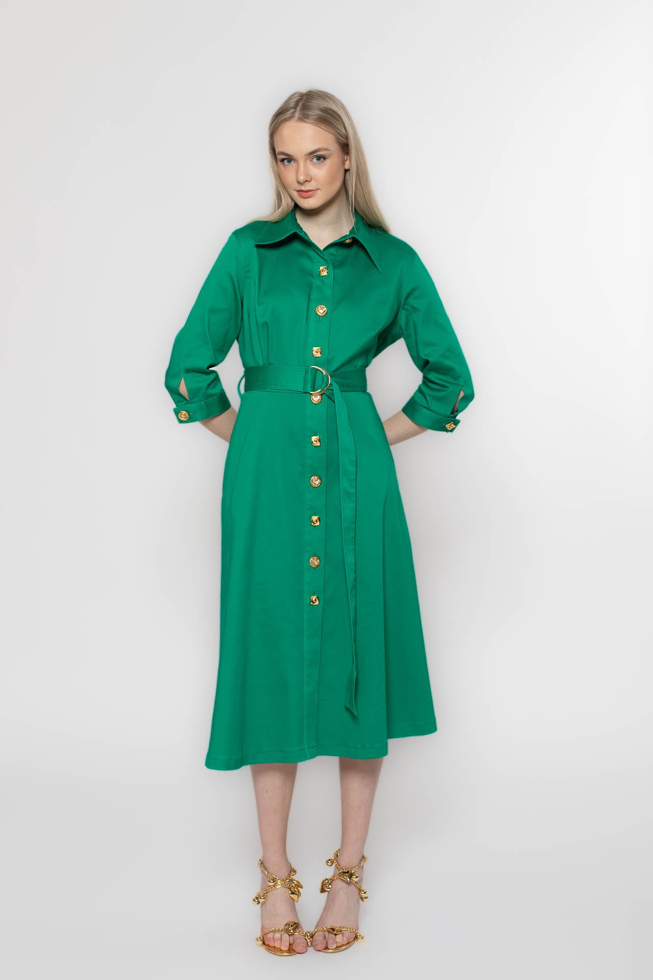 Green Denim Coat Dress