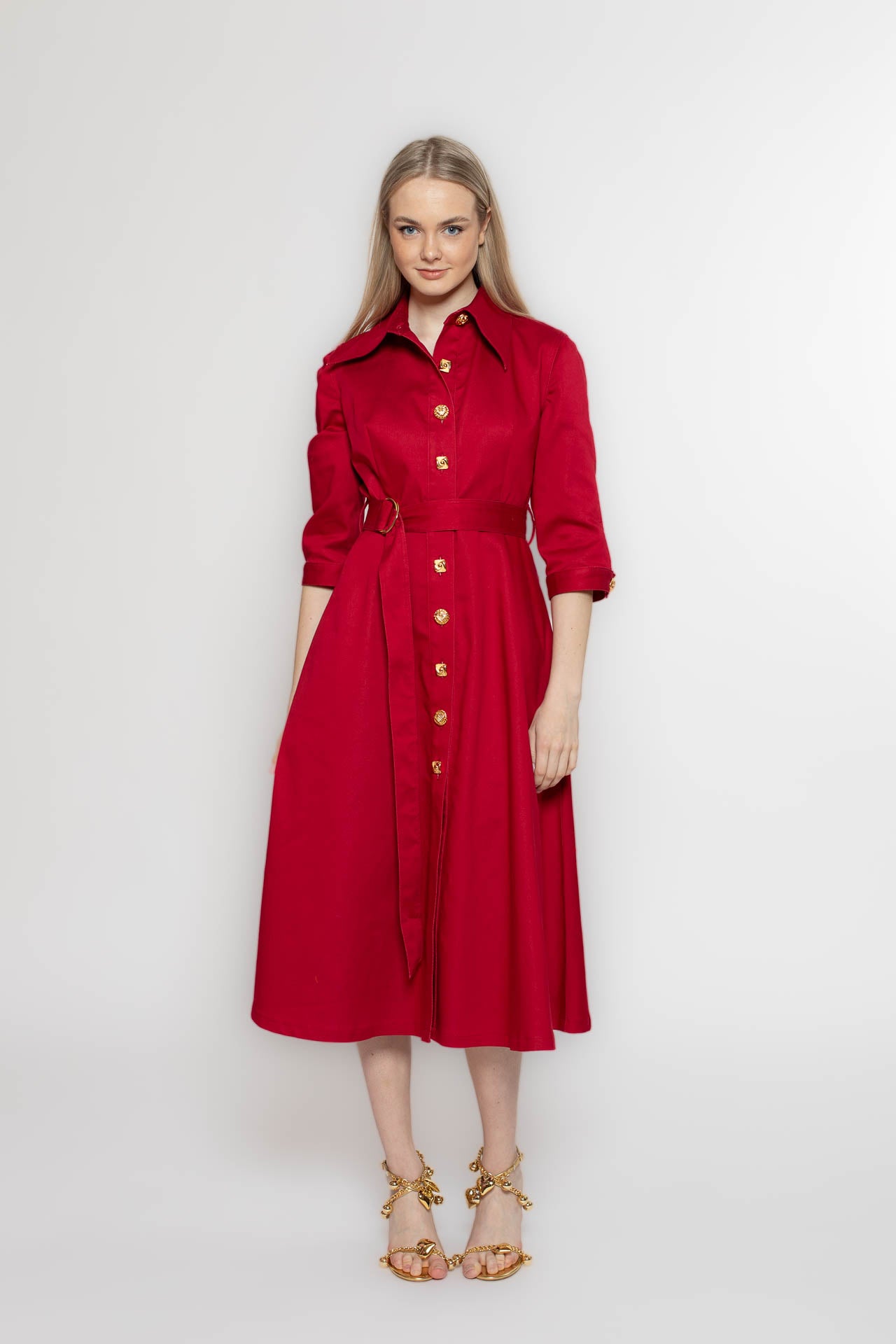 Red Denim Coat Dress