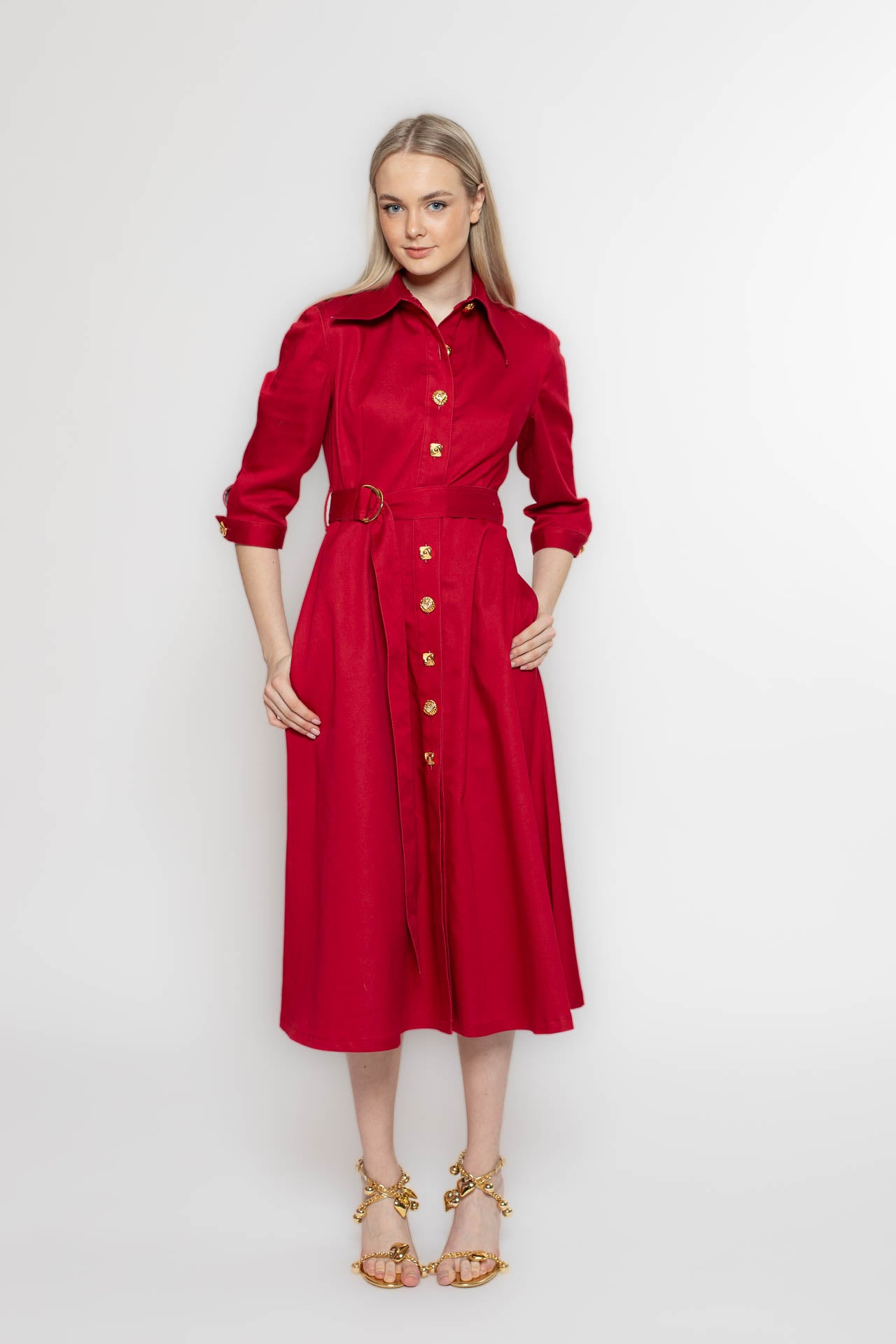 Red Denim Coat Dress