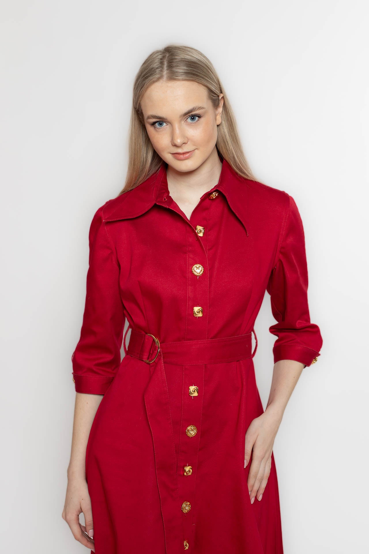 Red Denim Coat Dress