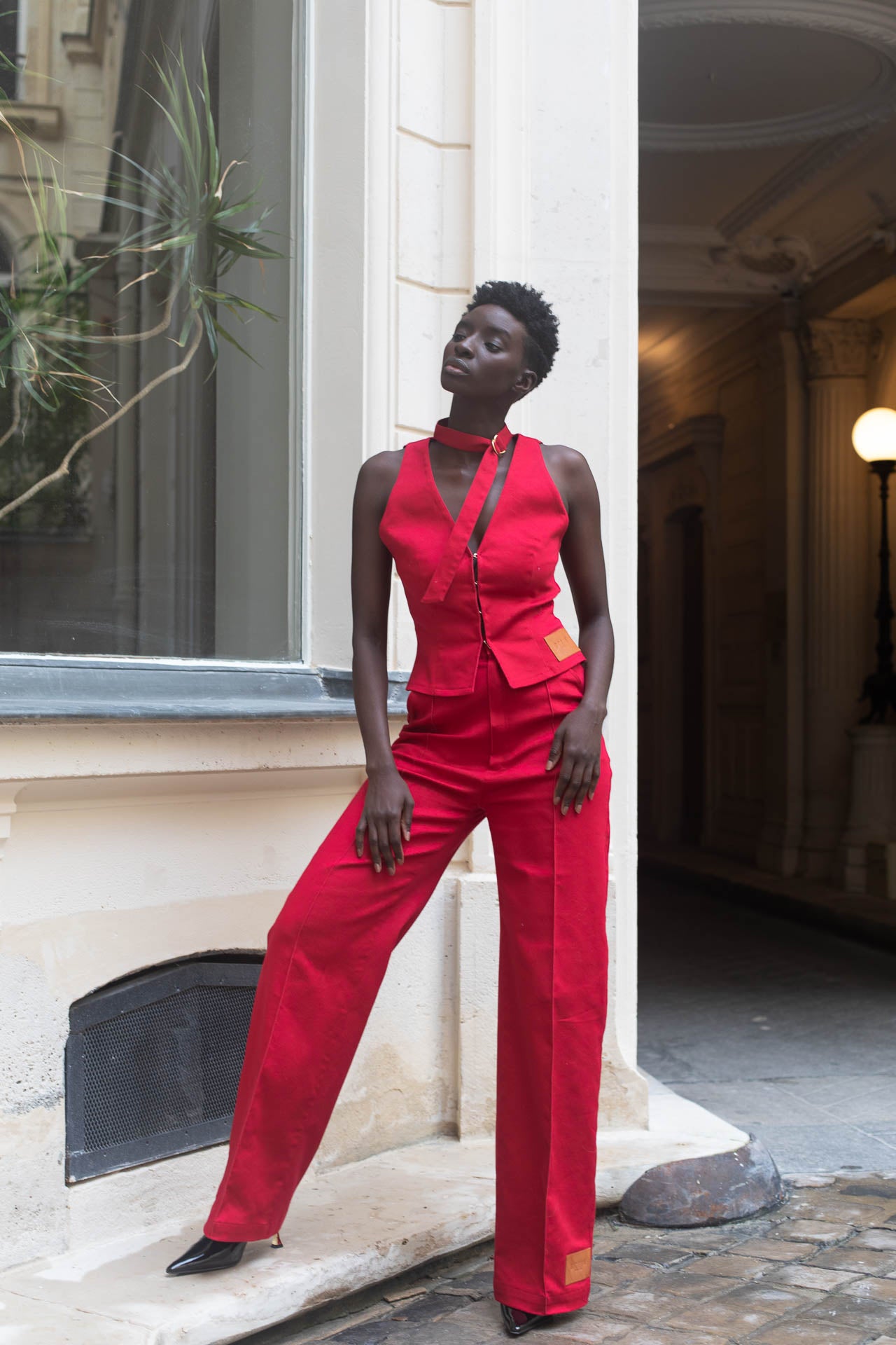 Red Denim Waistcoat