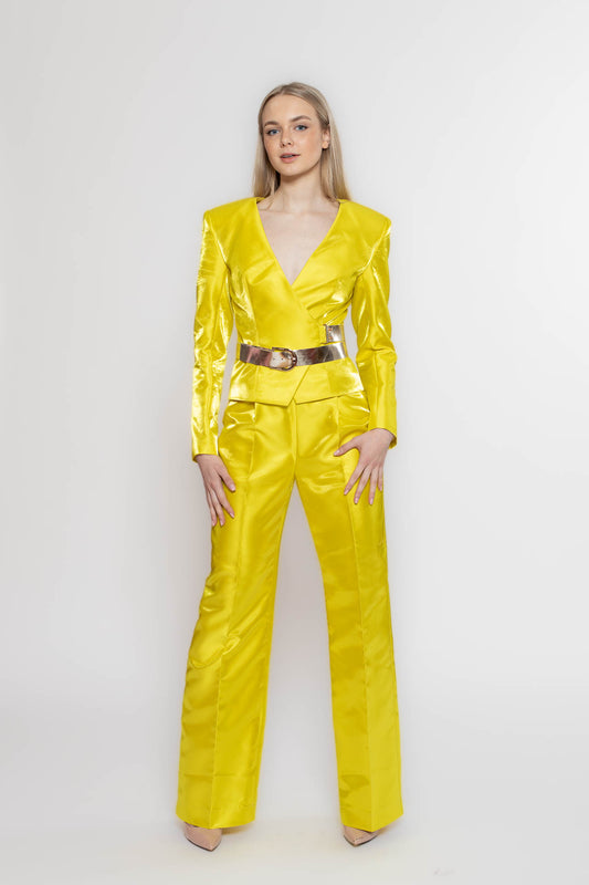 Yellow Leather Strap Suit