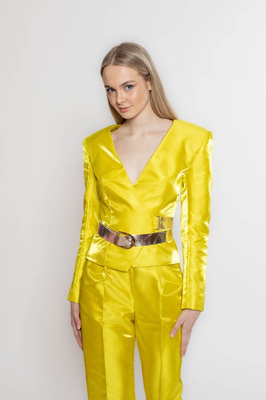 Yellow Leather Strap Jacket