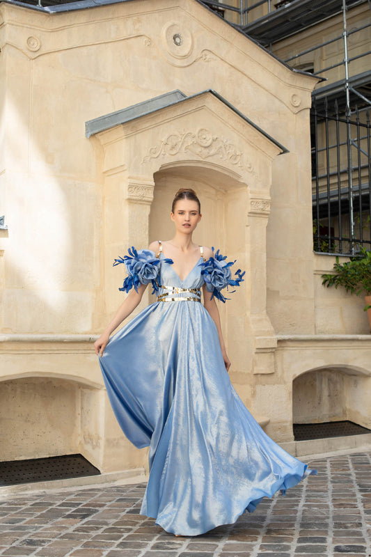 Walking Blue Flower Gown