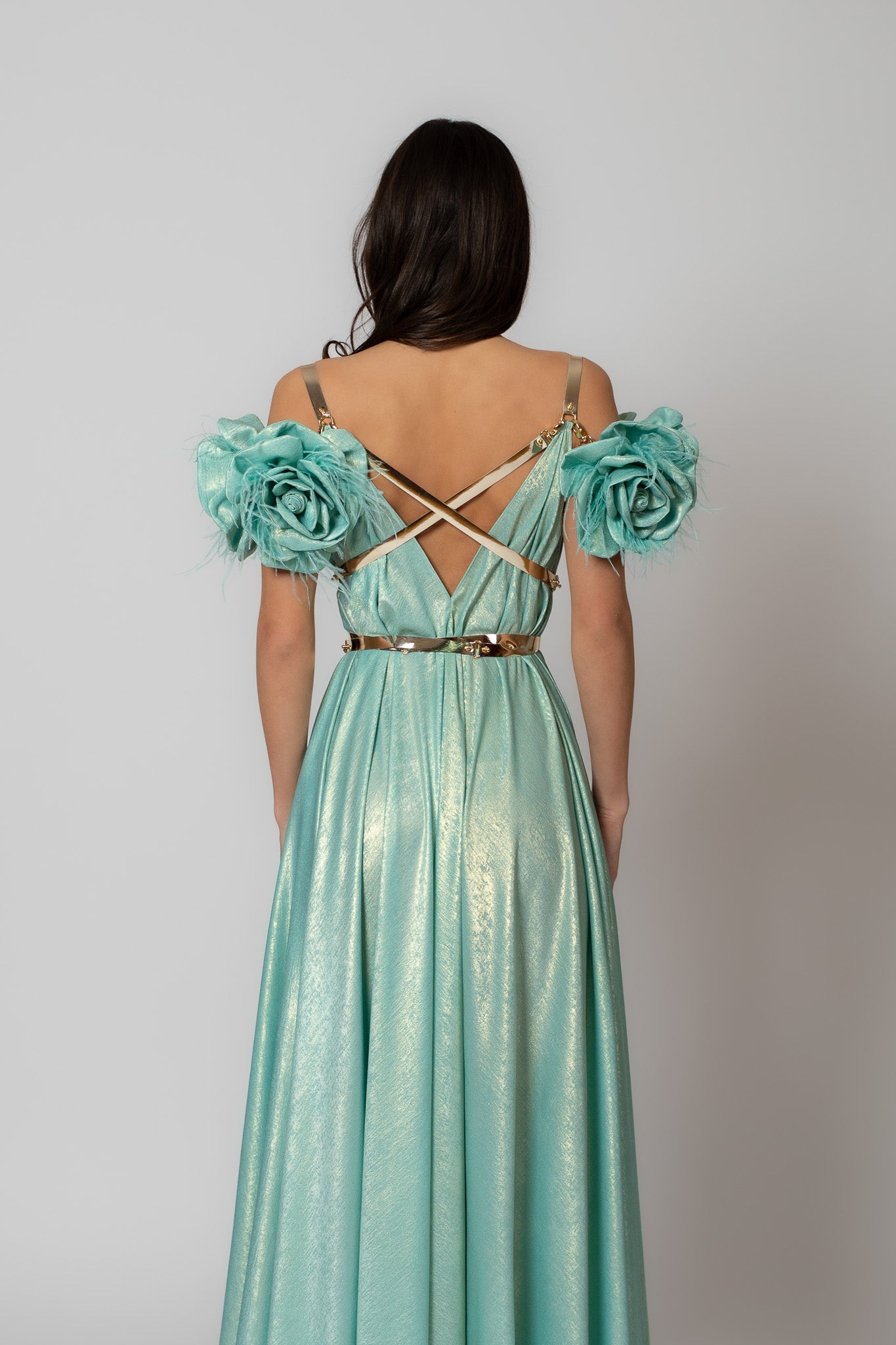 Aqua Teal Walking Flower Dress