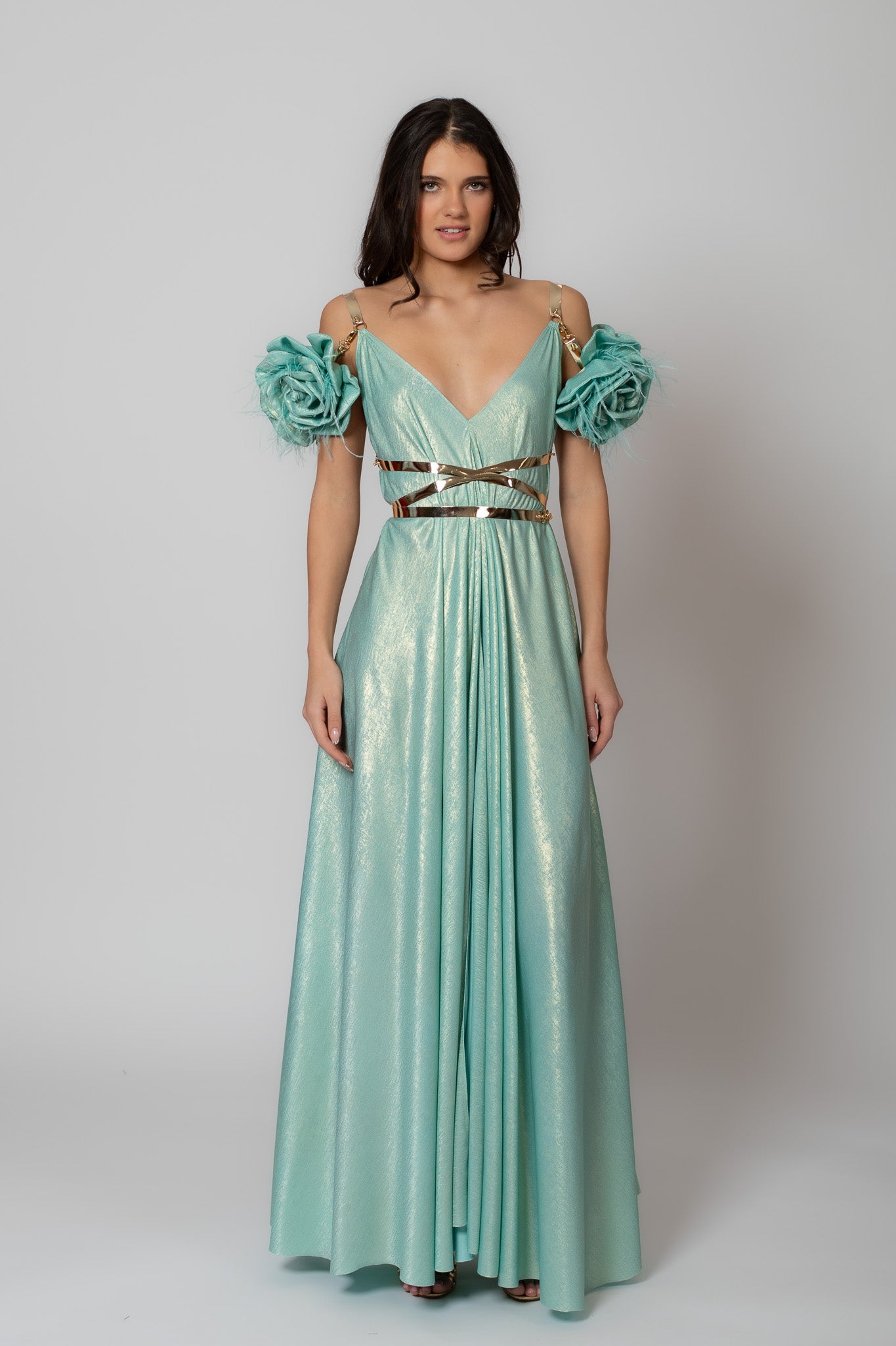 Aqua Teal Walking Flower Dress