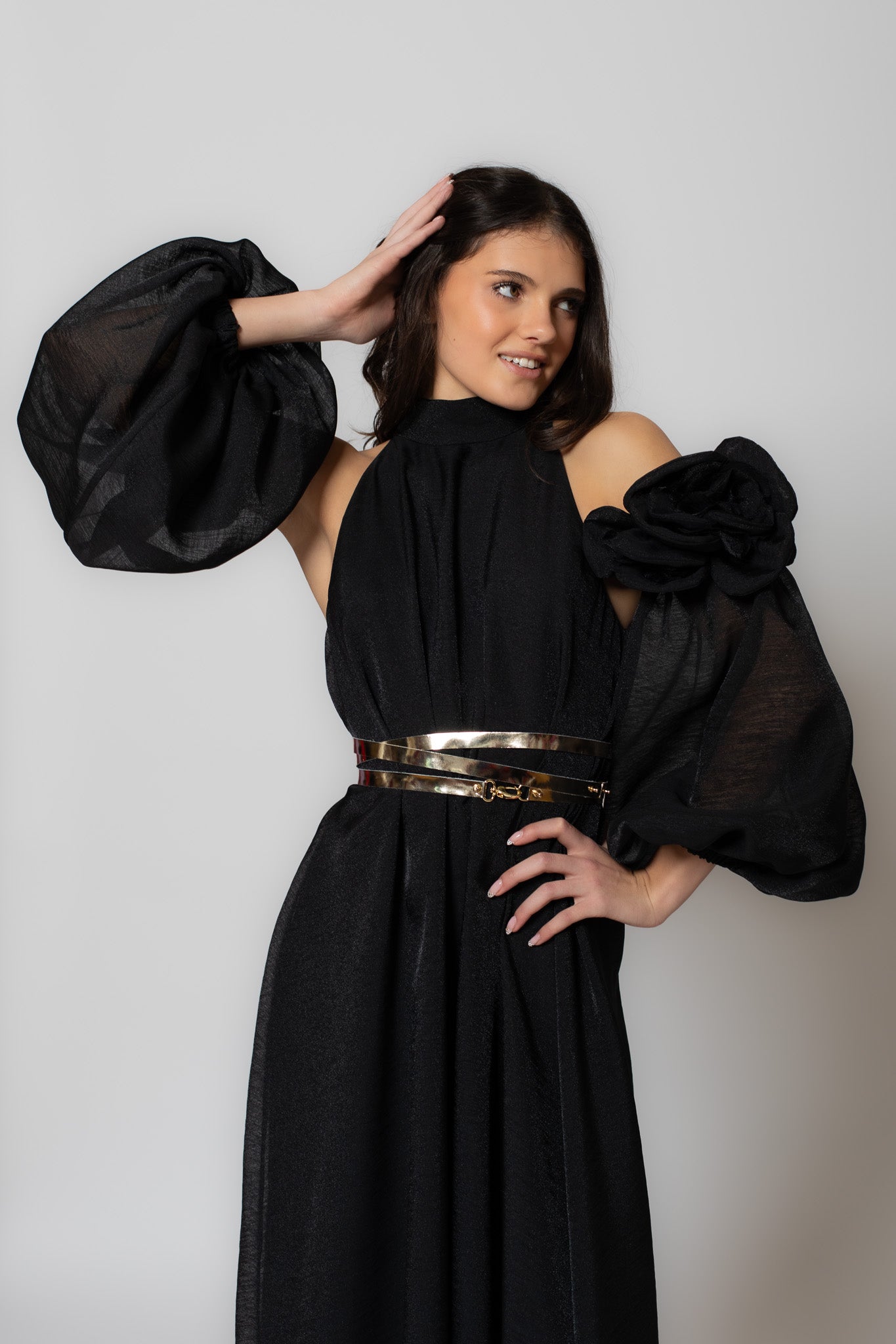 Black Aphrodite Flower Gown