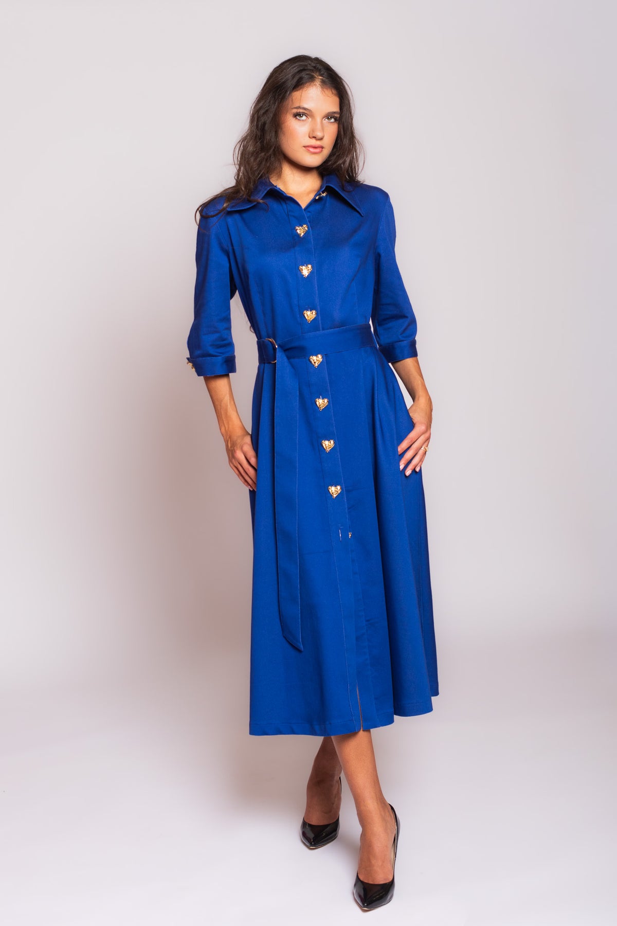 Blue Golden Hearts Denim Dress