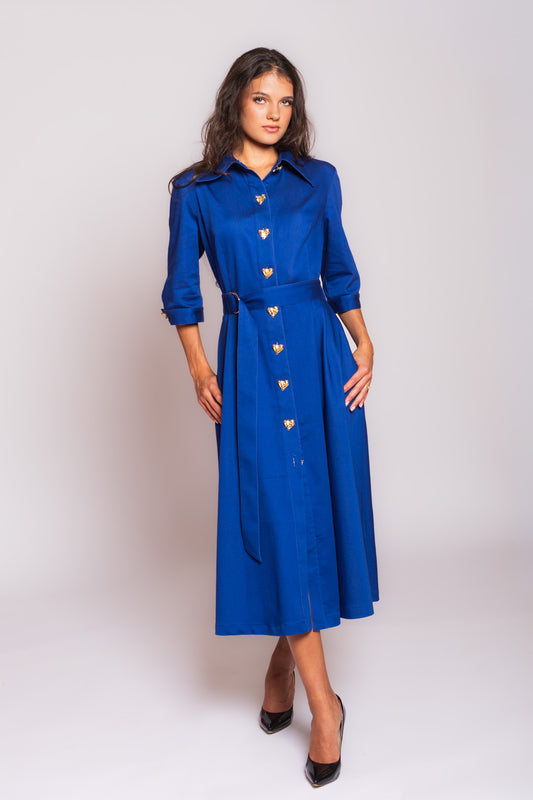 Blue Golden Hearts Denim Dress