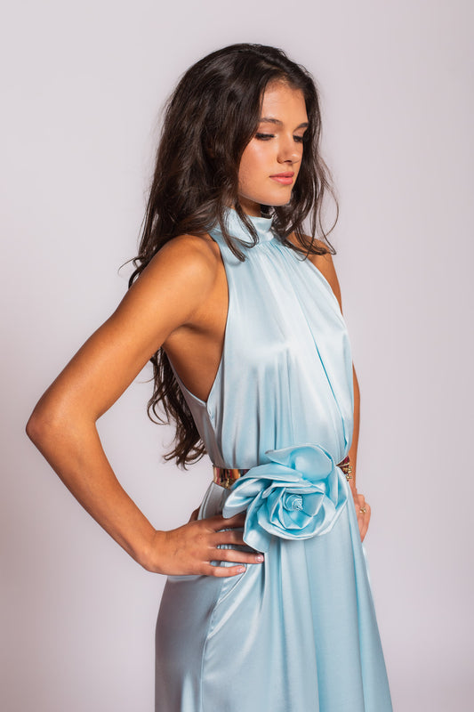 Caribbean Blue Aphrodite Silk Dress