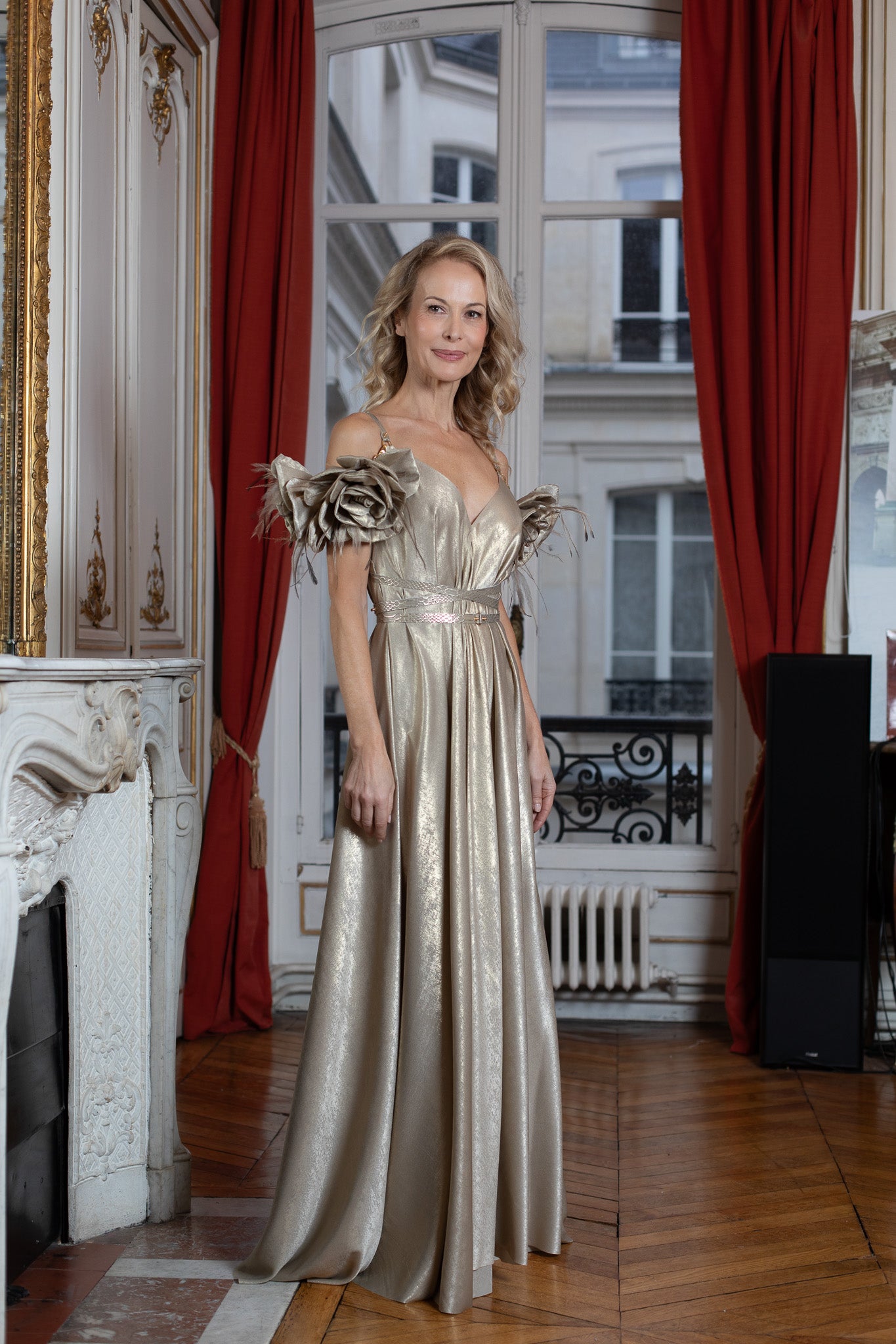 Walking Golden Flower Gown