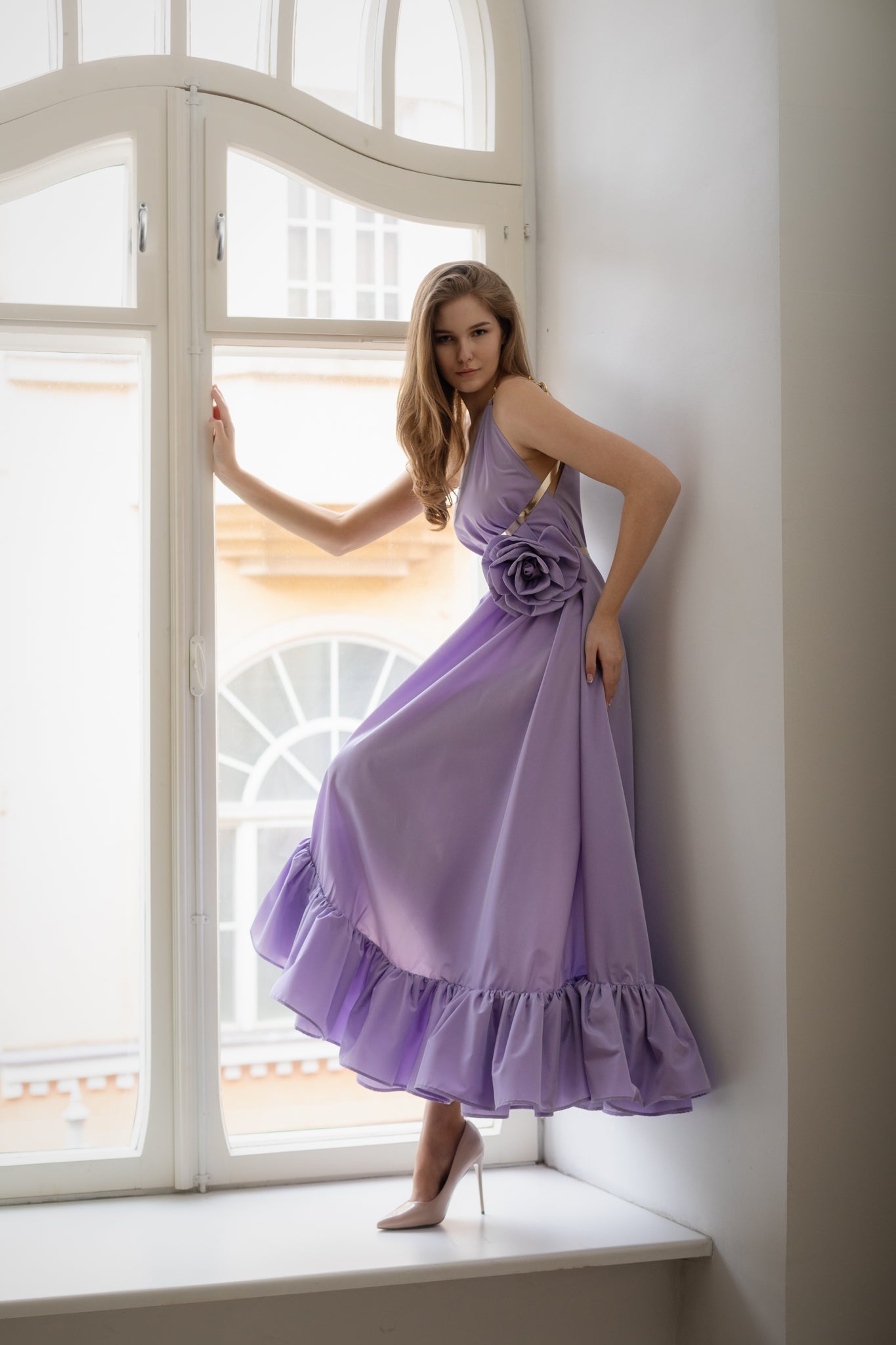 Walking Mauve Flower Gown