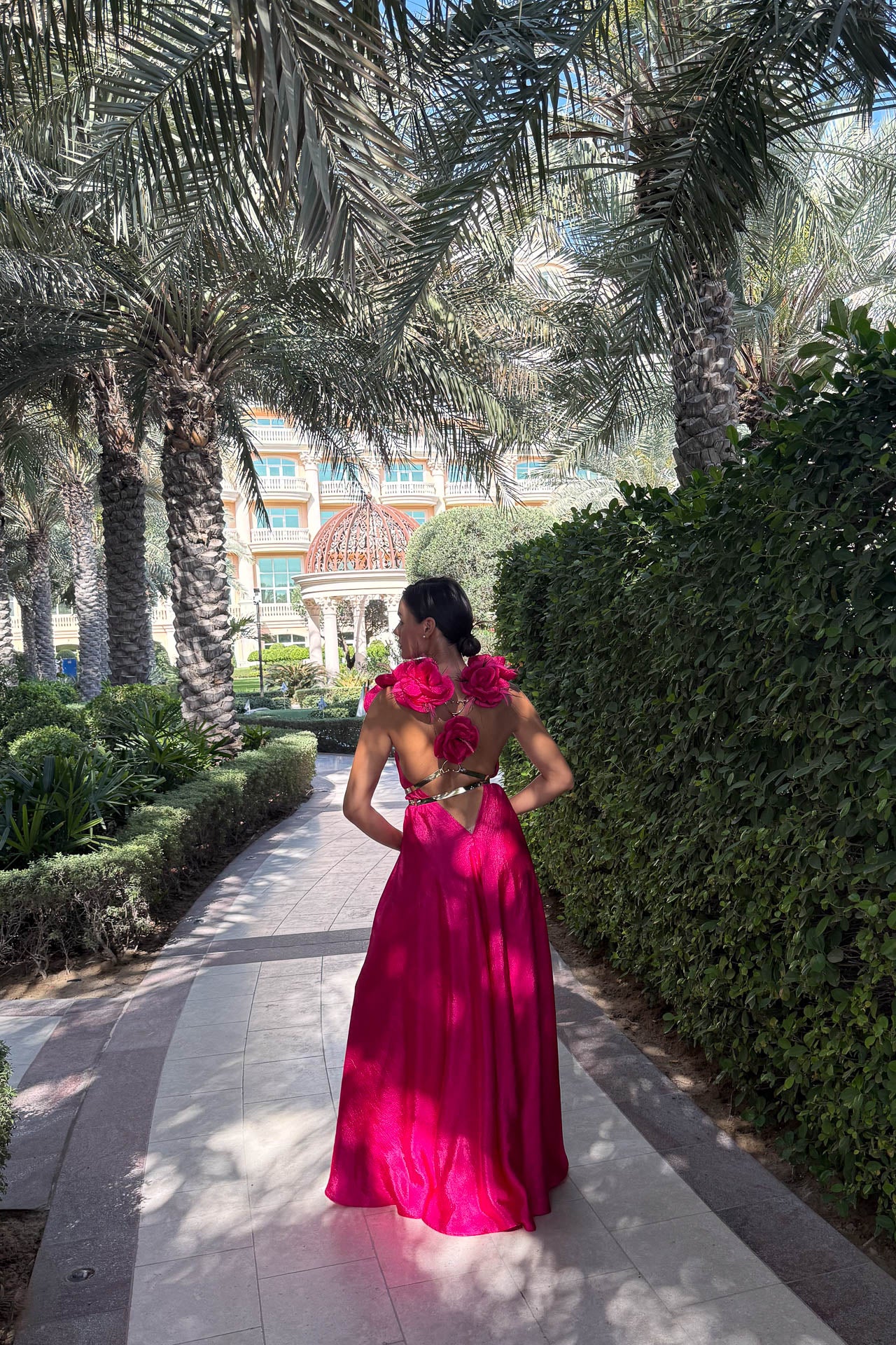 Walking Fuchsia Flower Dress