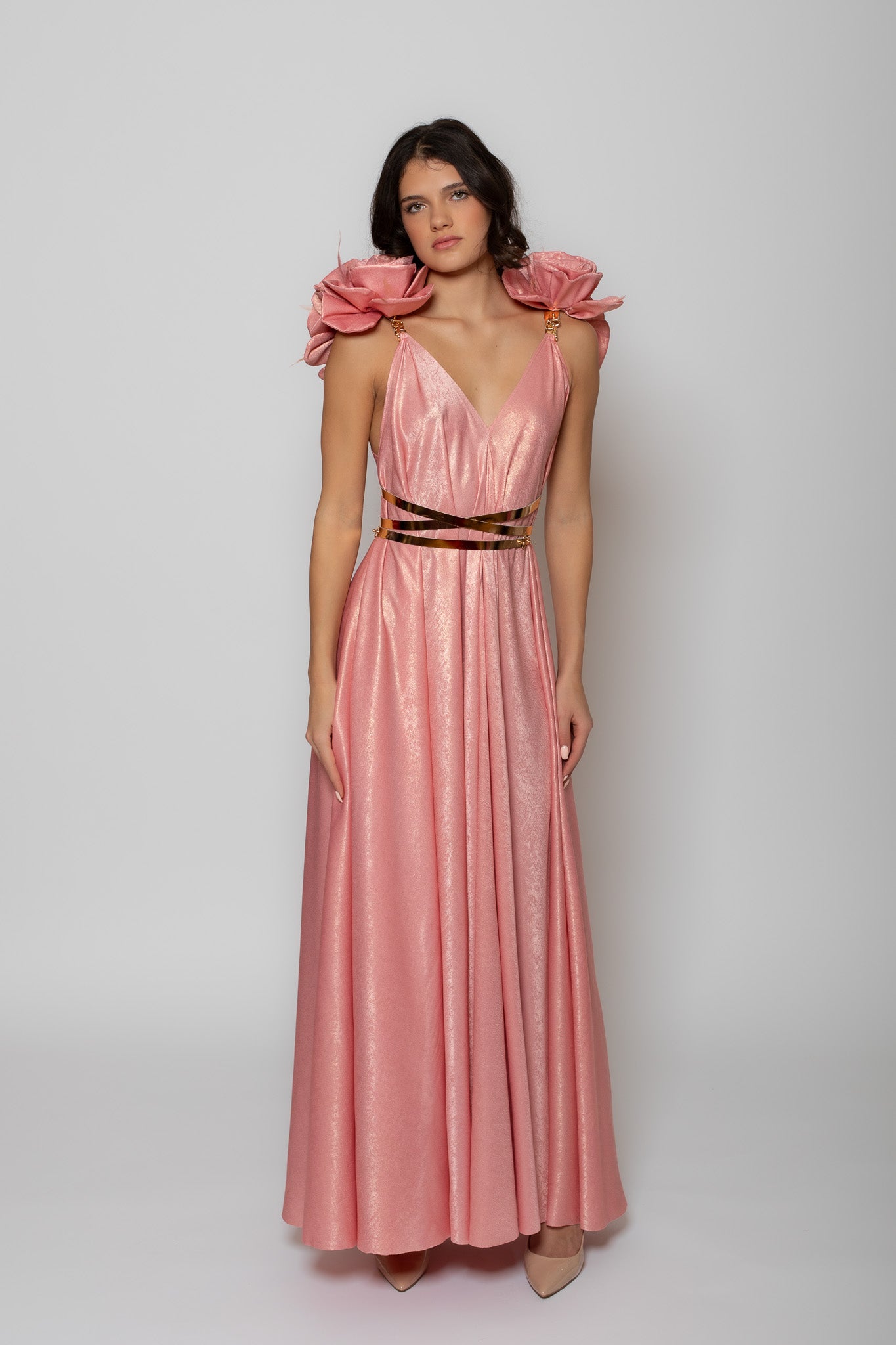 Flamingo Pink Walking Flower Dress